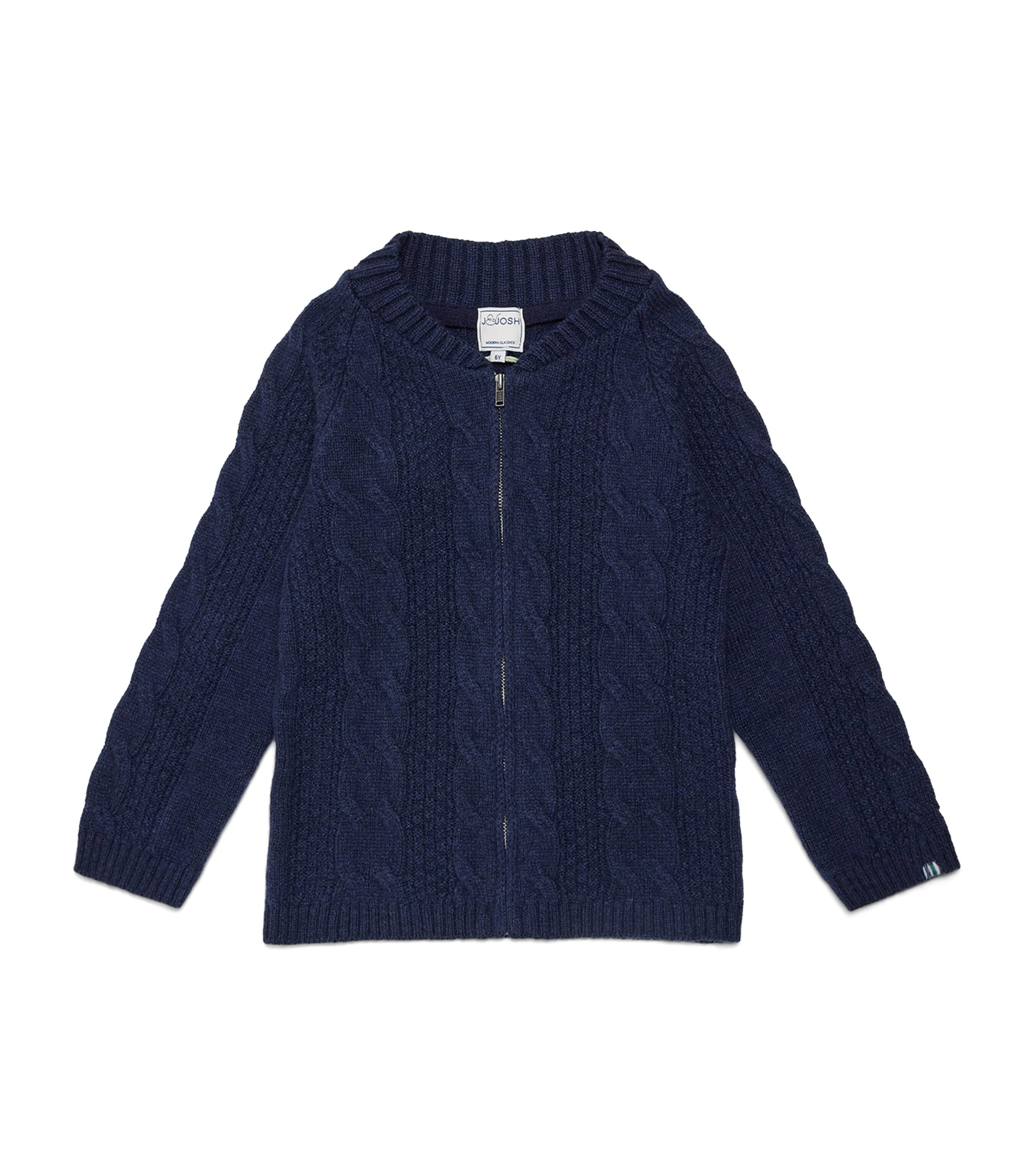 J & Josh Merino-cashmere Cable-knit Zip-up Sweater In Blue