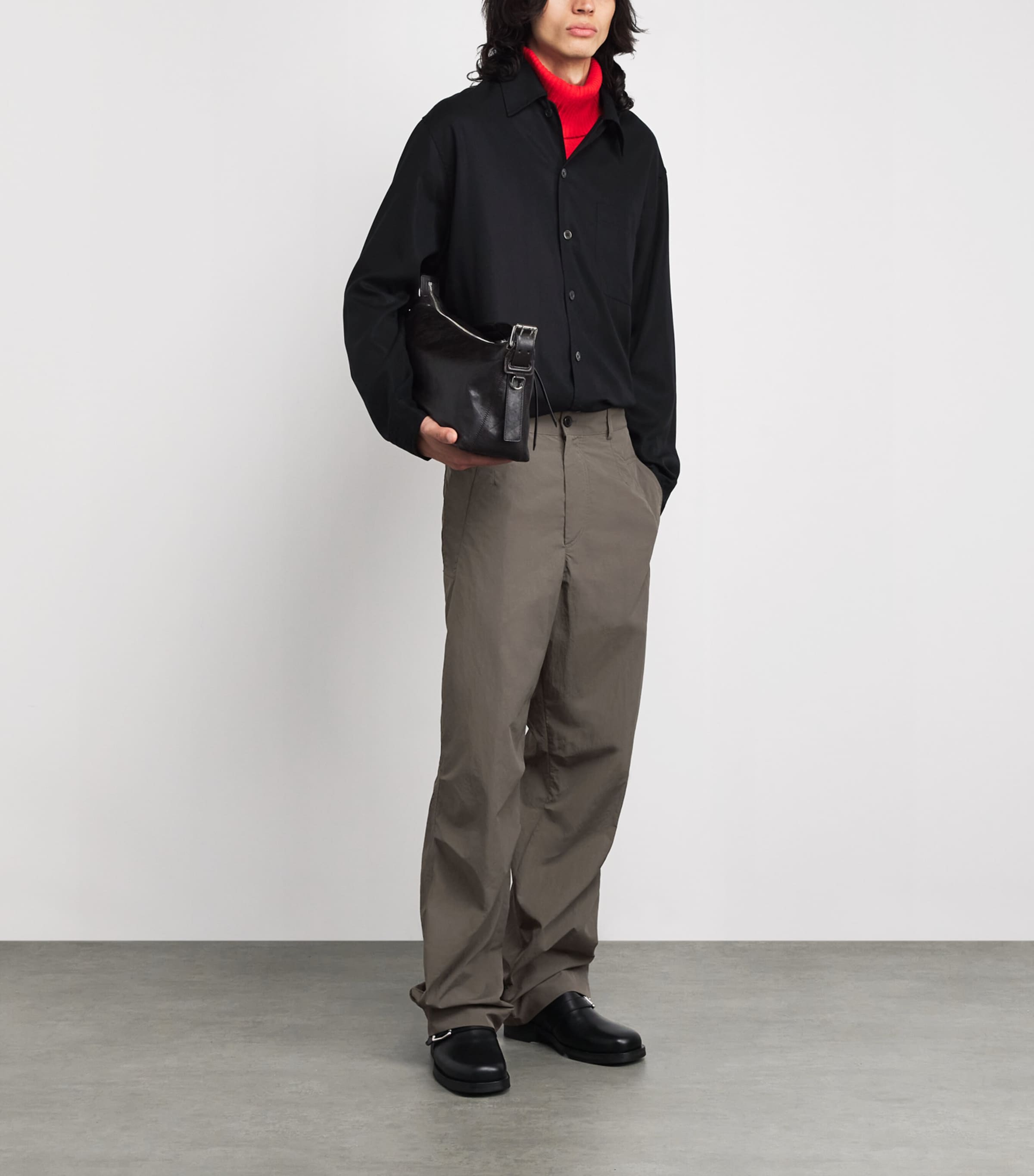 DRIES VAN NOTEN Mens Water-Repellent Trousers Khaki Image 2