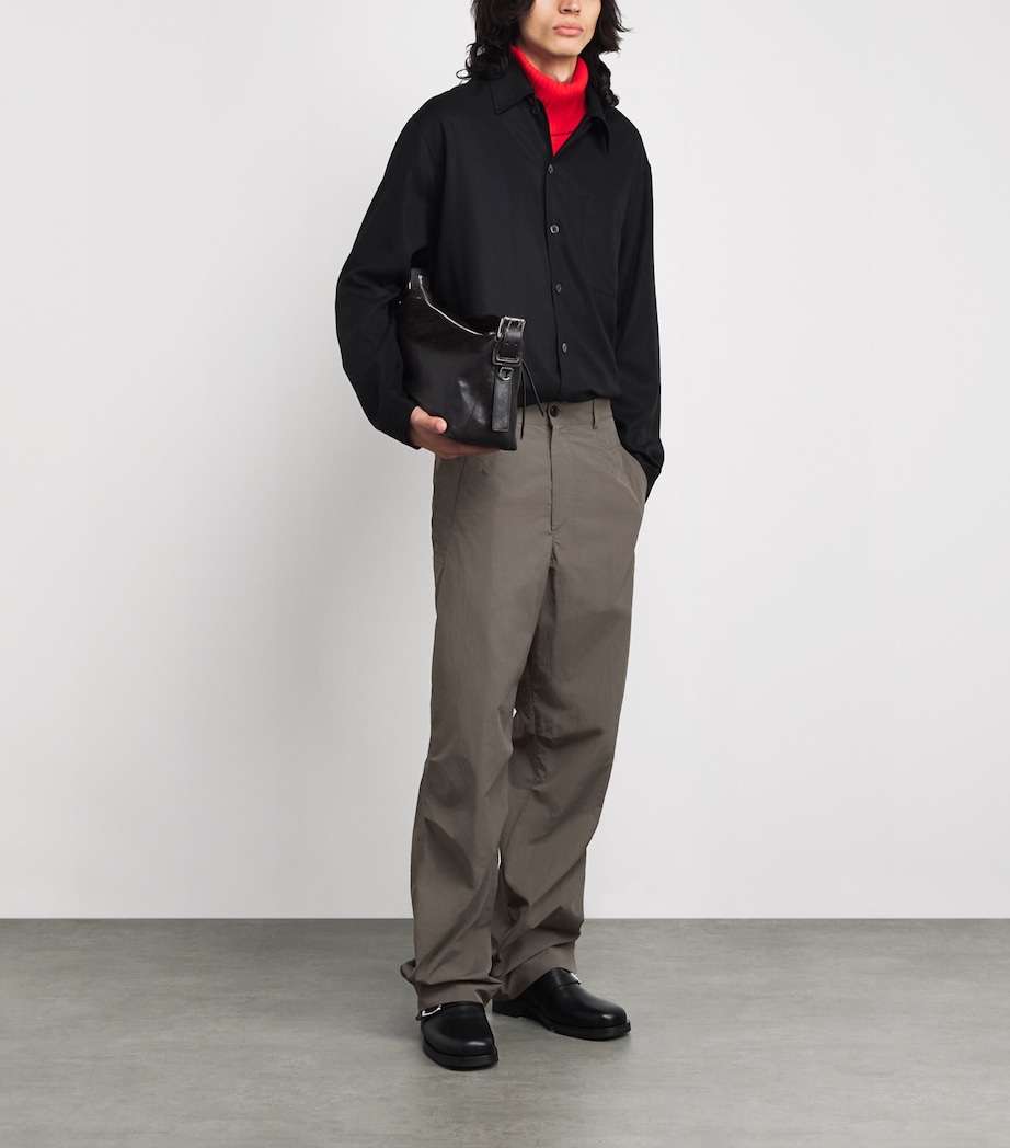 DRIES VAN NOTEN Mens Water-Repellent Trousers Khaki Image 2