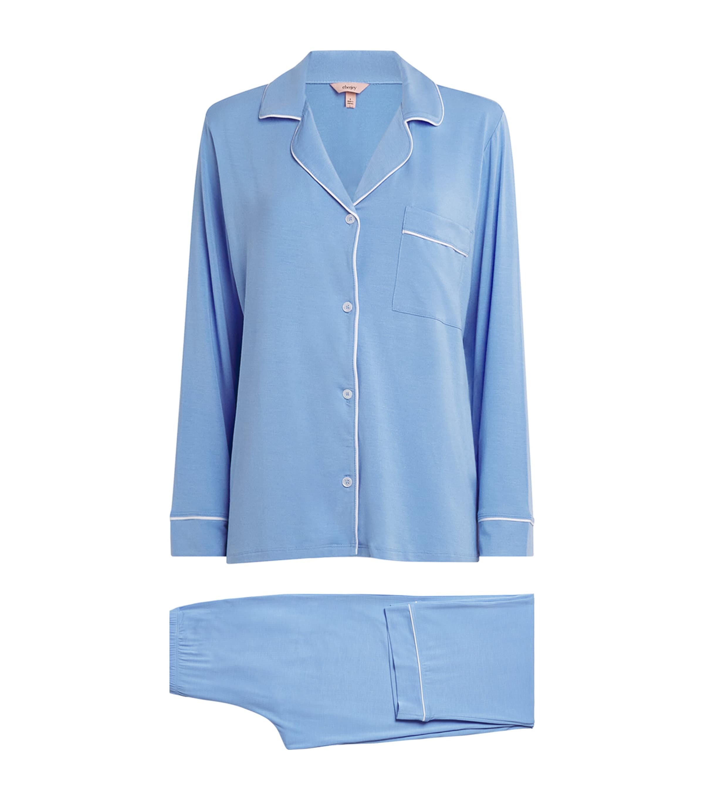 Eberjey Womens Gisele Long Piped Pyjama Set Sbwh Summer Blu Image 1