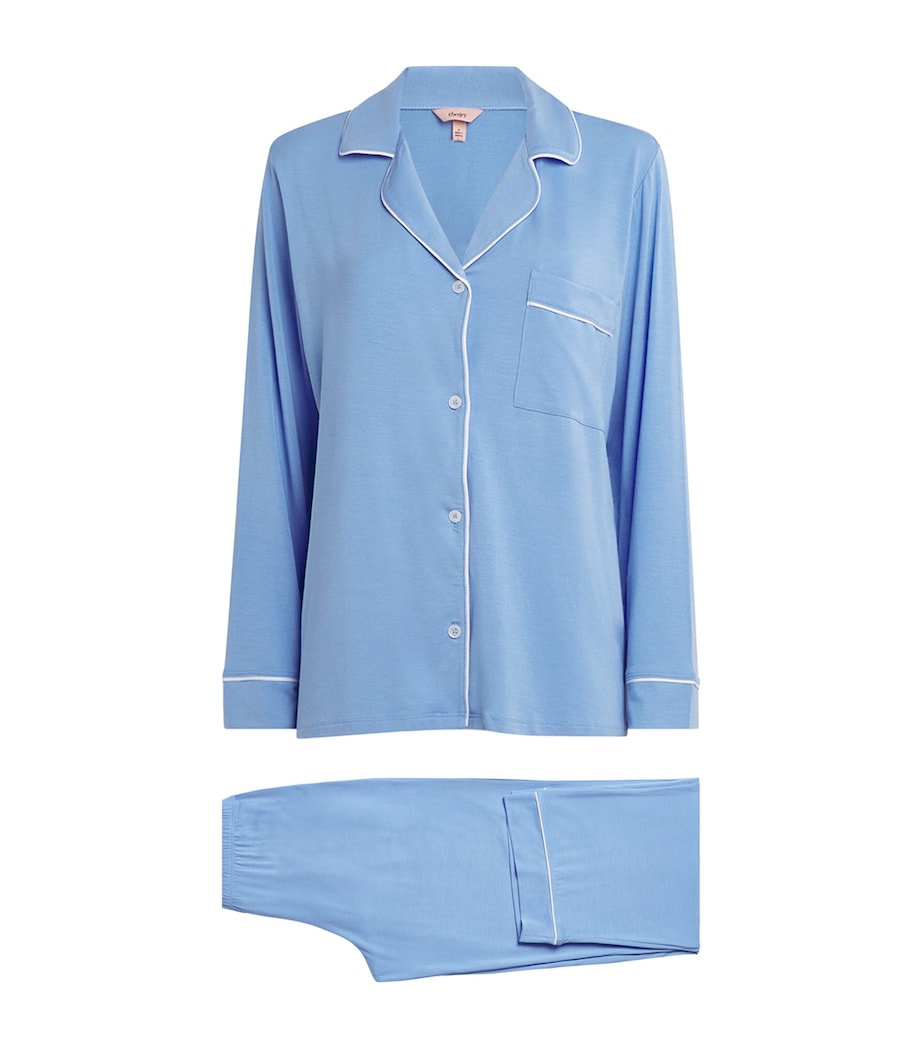 Eberjey Womens Gisele Long Piped Pyjama Set Sbwh Summer Blu Image 1