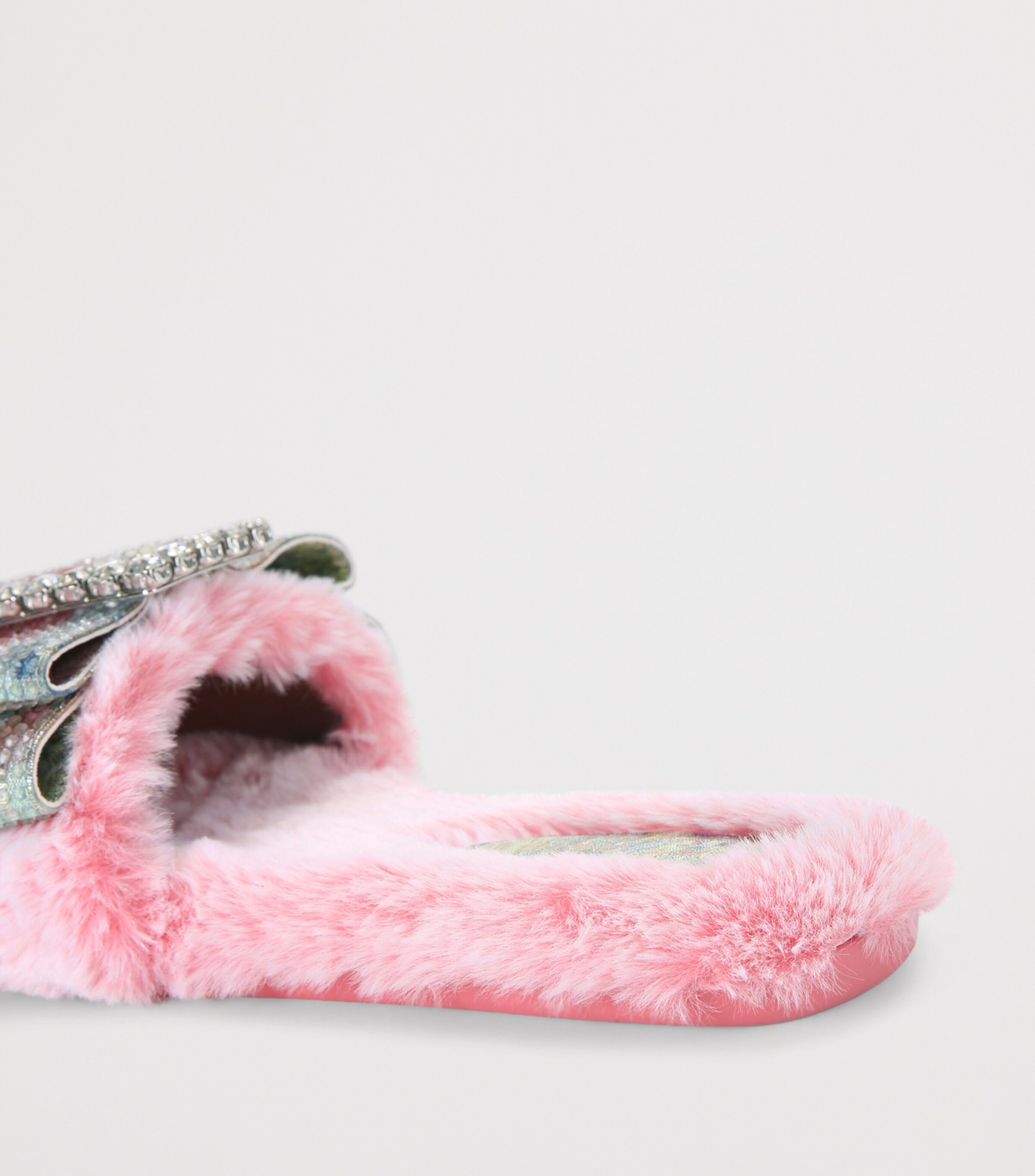 Faux Fur Bow Sandals PALE PINK Image 2