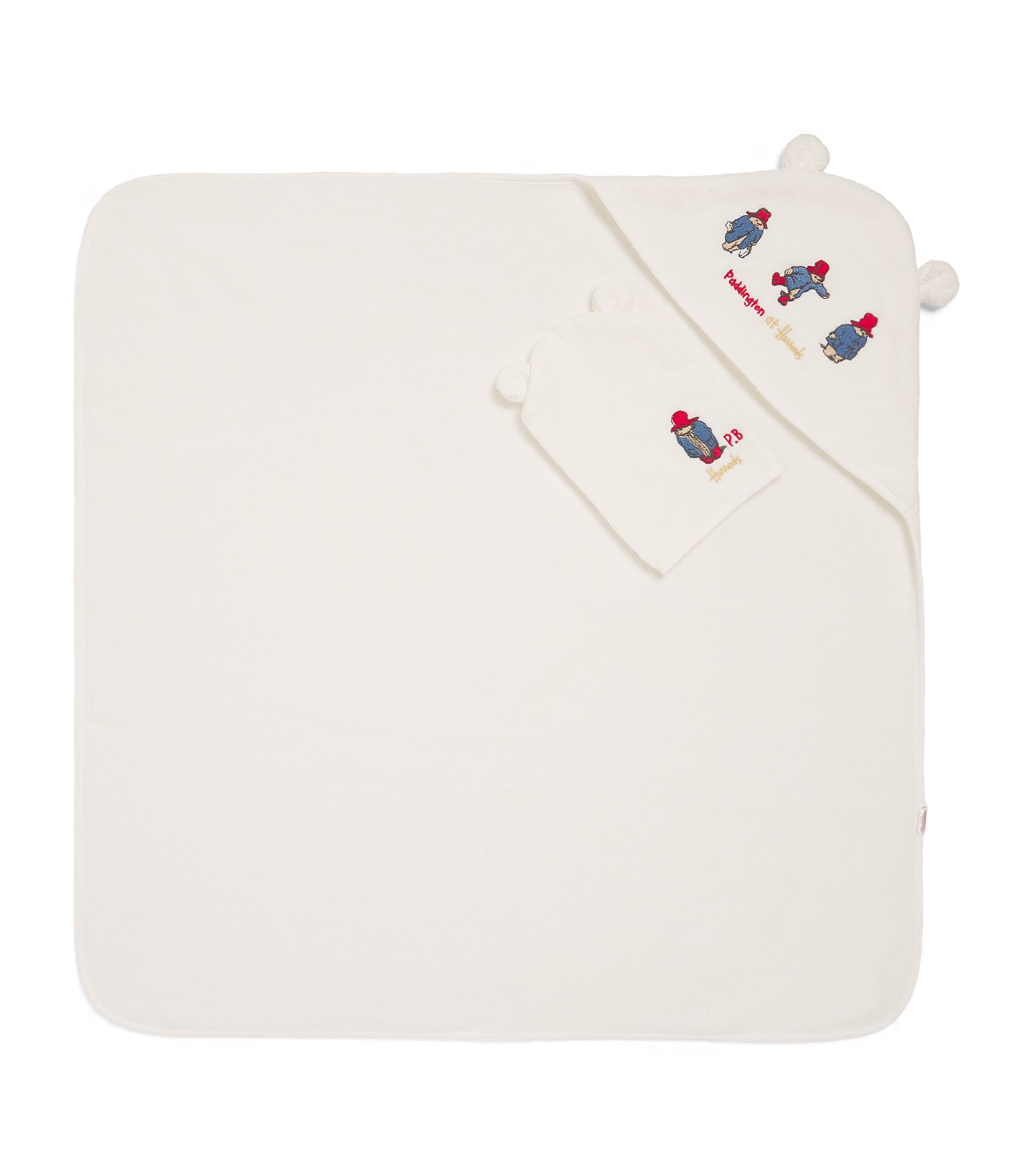 Harrods Paddington Hooded Towel And Mitt Set In White