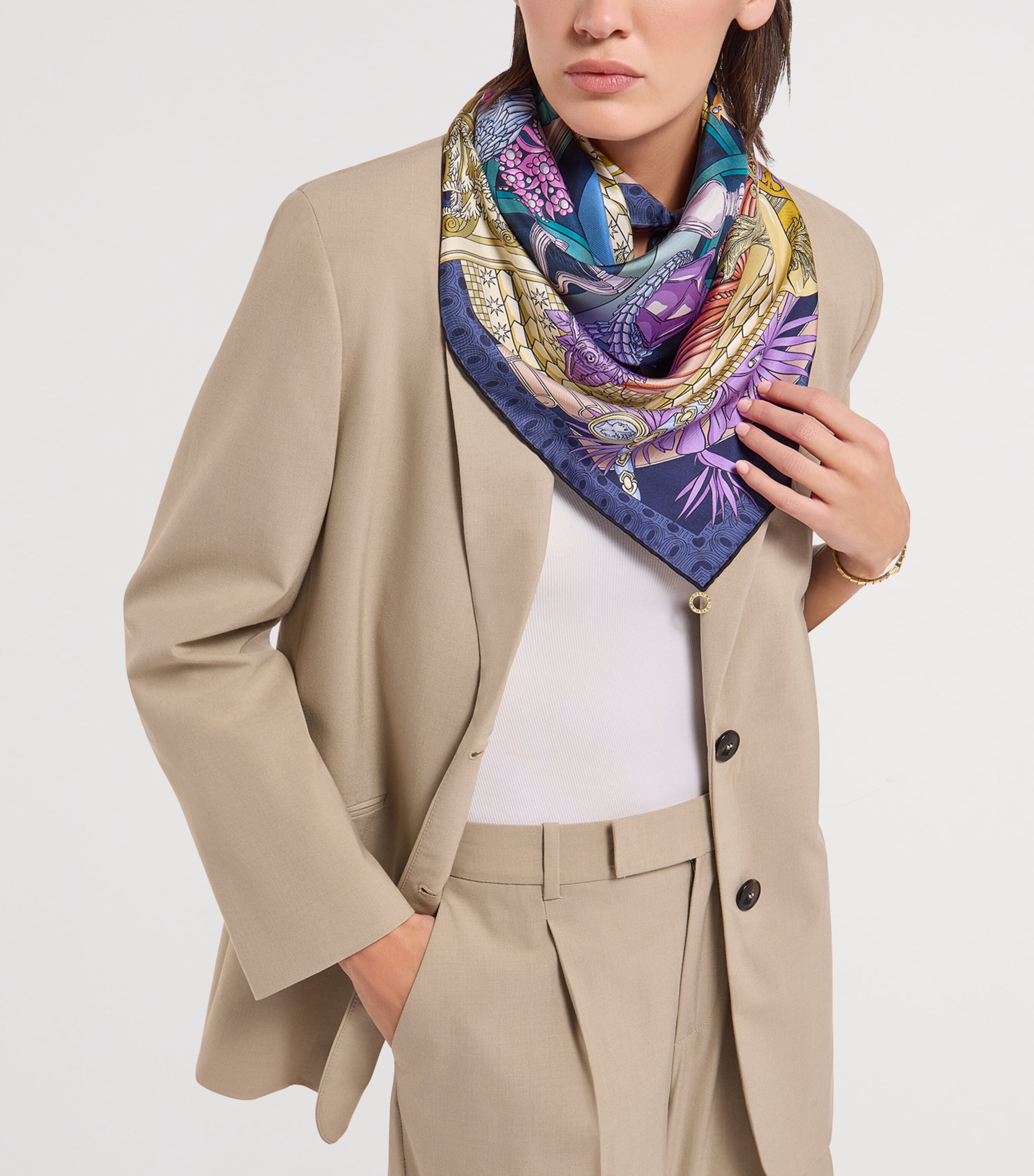 Bvlgari Silk Curiosity Scarf Blue Medium Image 2