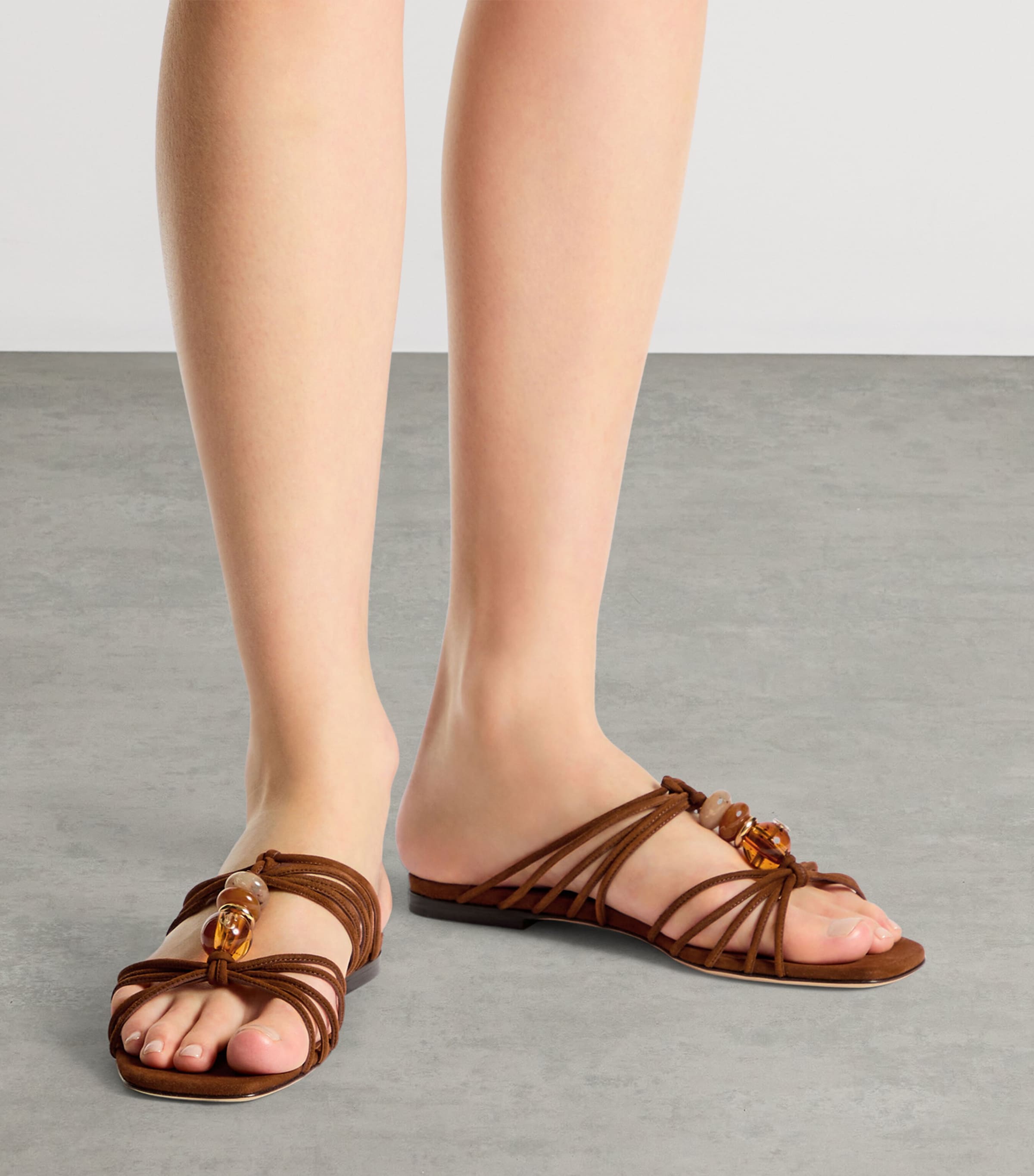 Jimmy Choo Lova Leather Flat Mules Tan Mix Image 2