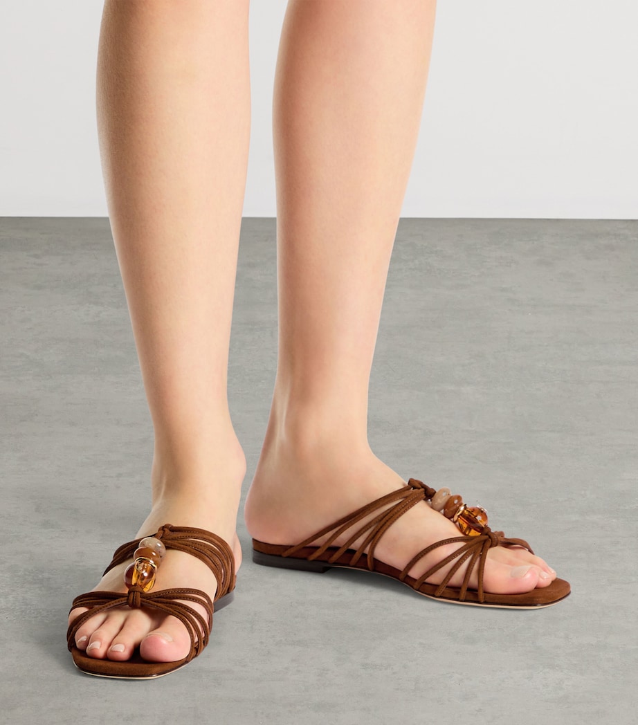 Jimmy Choo Lova Leather Flat Mules Tan Mix Image 2