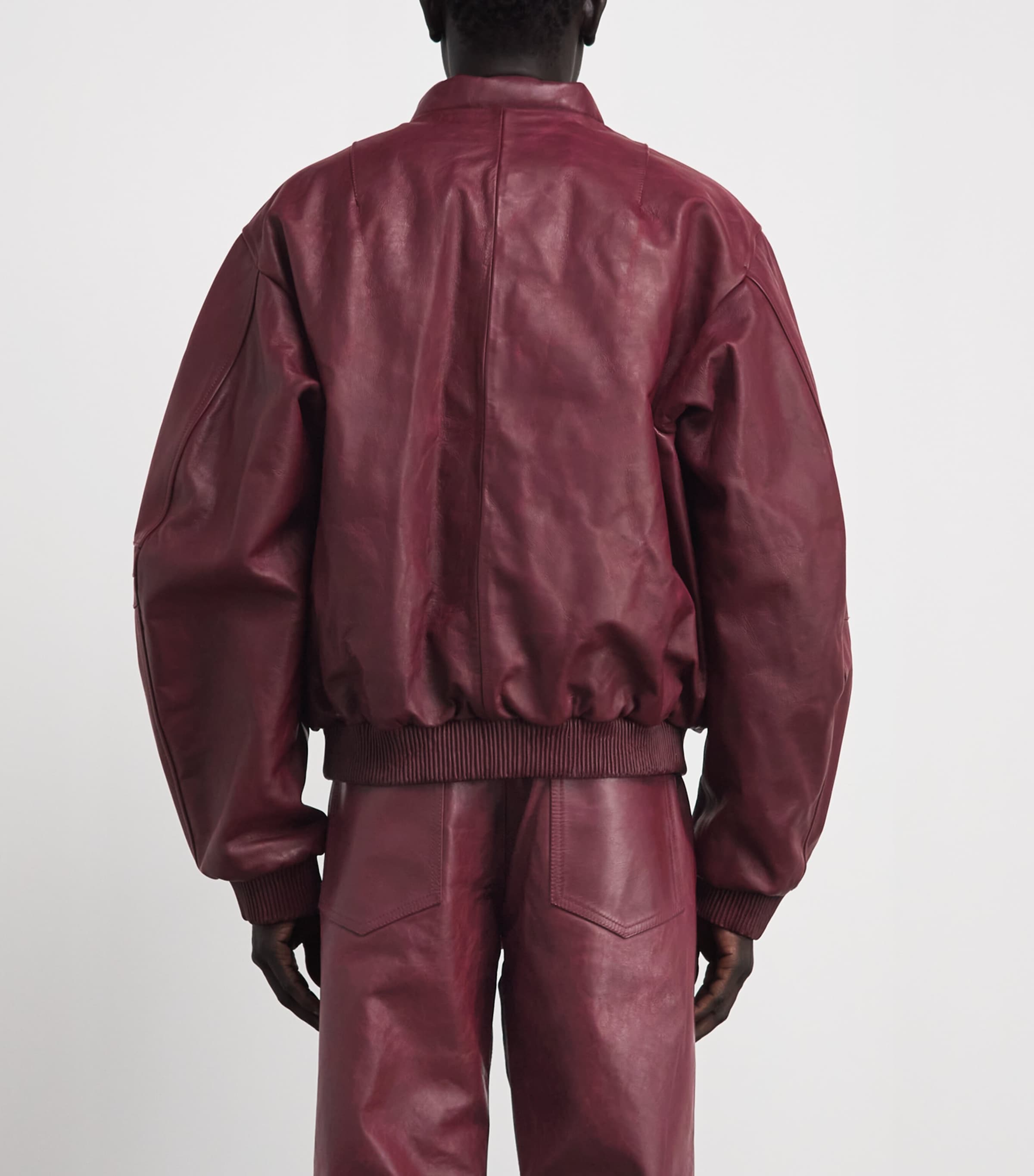 424 Mens Leather Bomber Jacket Pigeon Bld Image 5