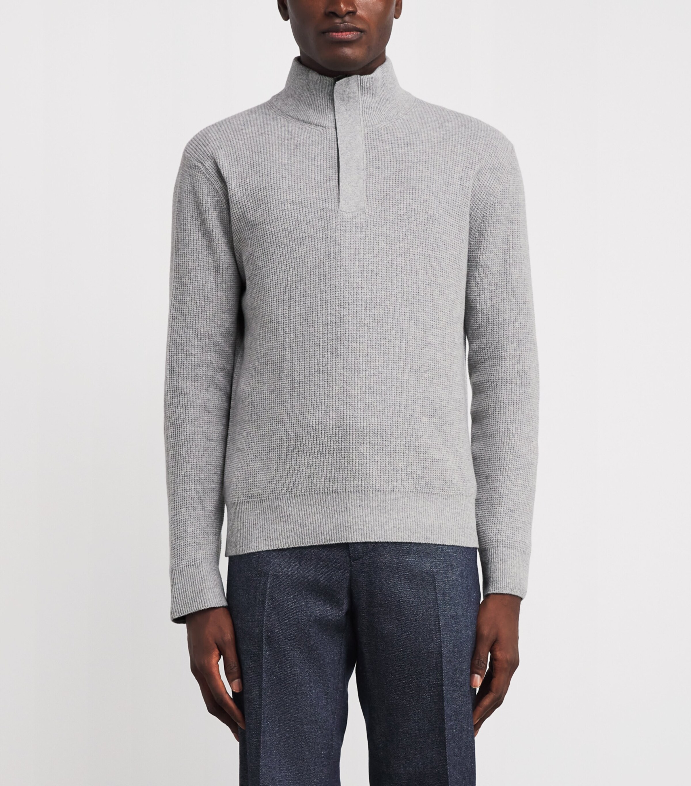 Canali Mens Wool-Cashmere Quarter-Zip Sweater Image 3