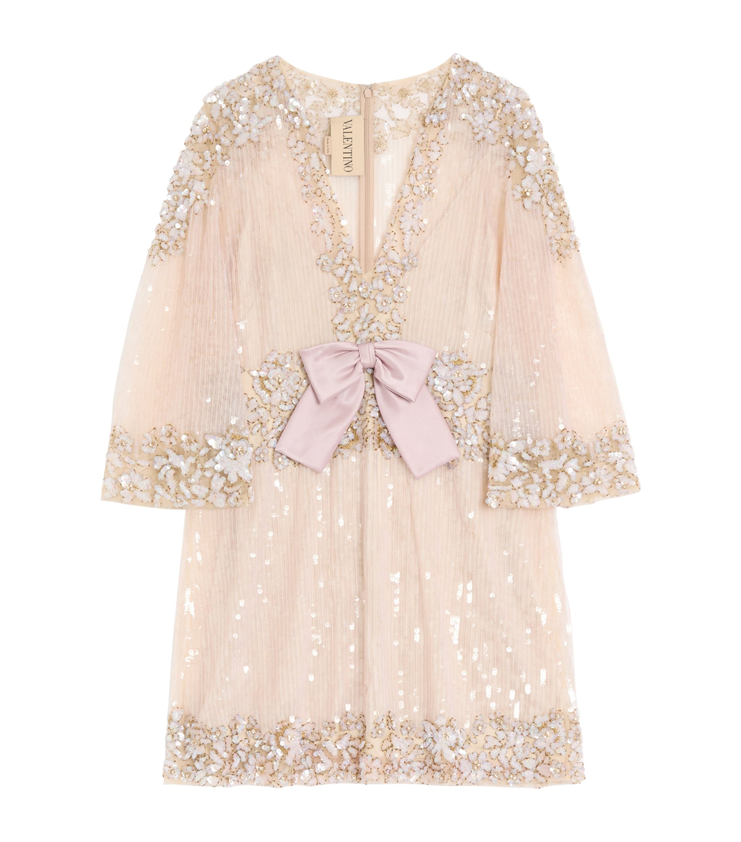Valentino Embellished Mini Dress In Brown