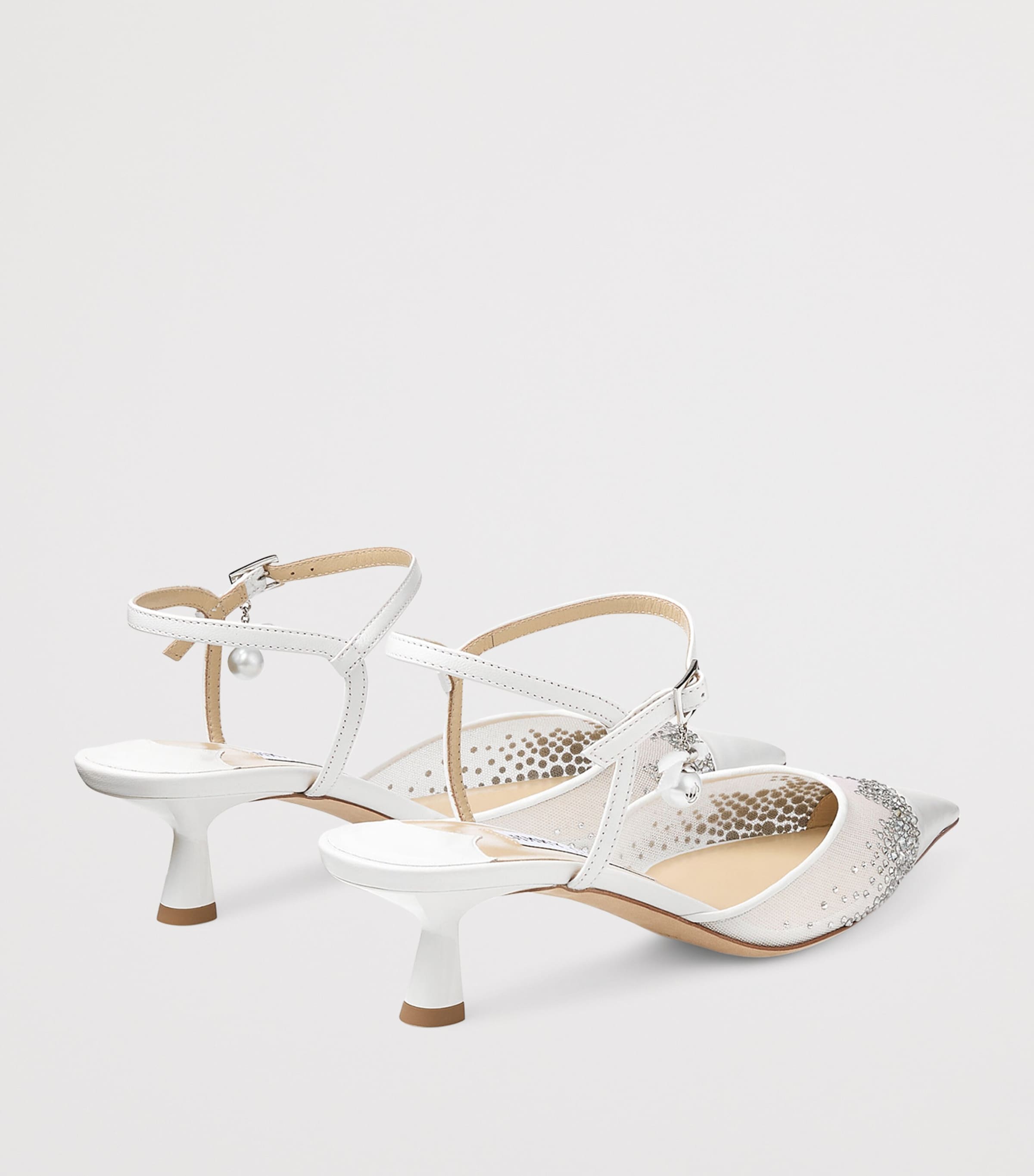Jimmy Choo Aren SB 45 Mesh-Leather Pumps White/crystal Image 4