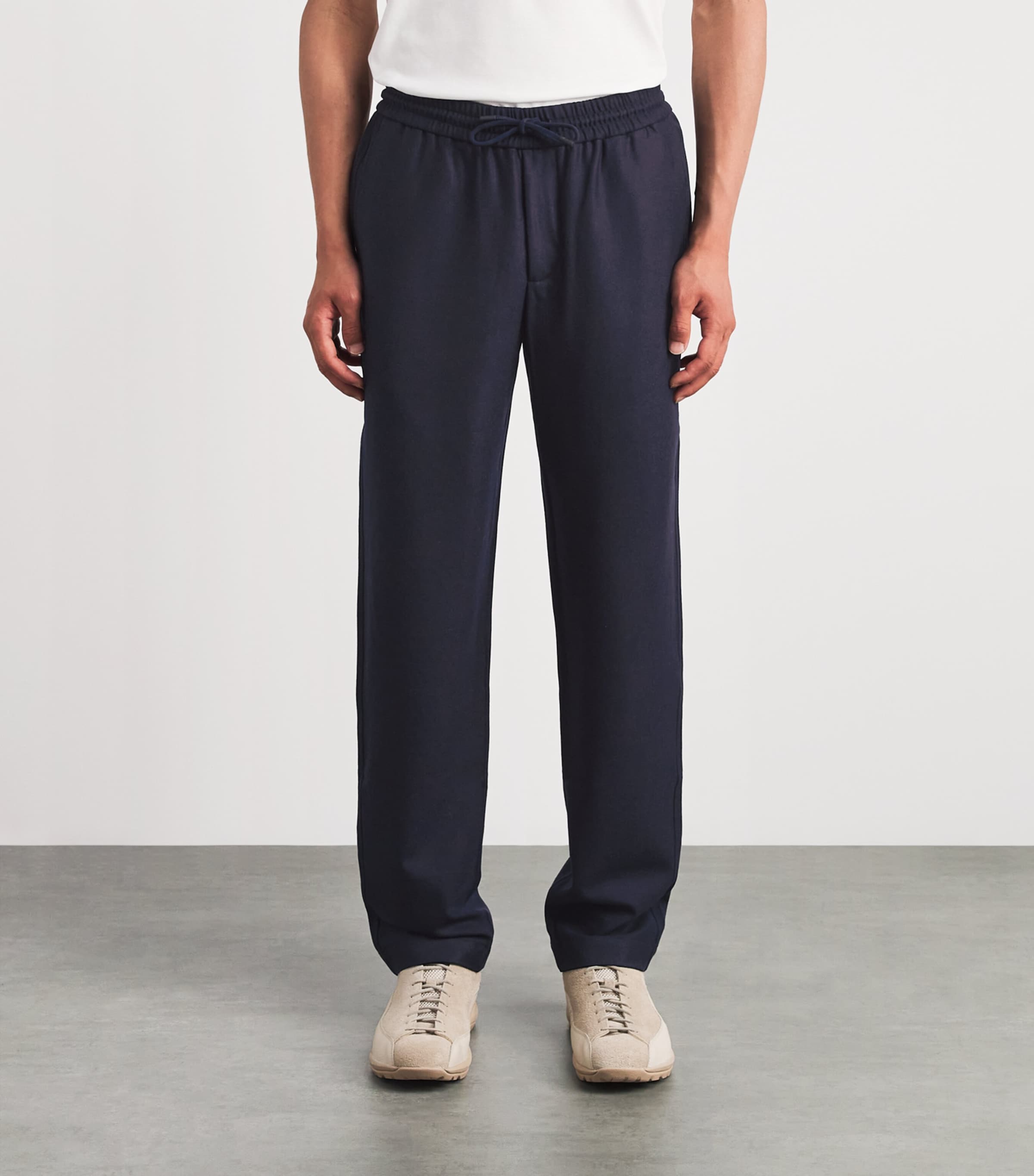 Sease Mens Stretch-Virgin Wool Mindset Drawstring Trousers Navy Blue Image 4