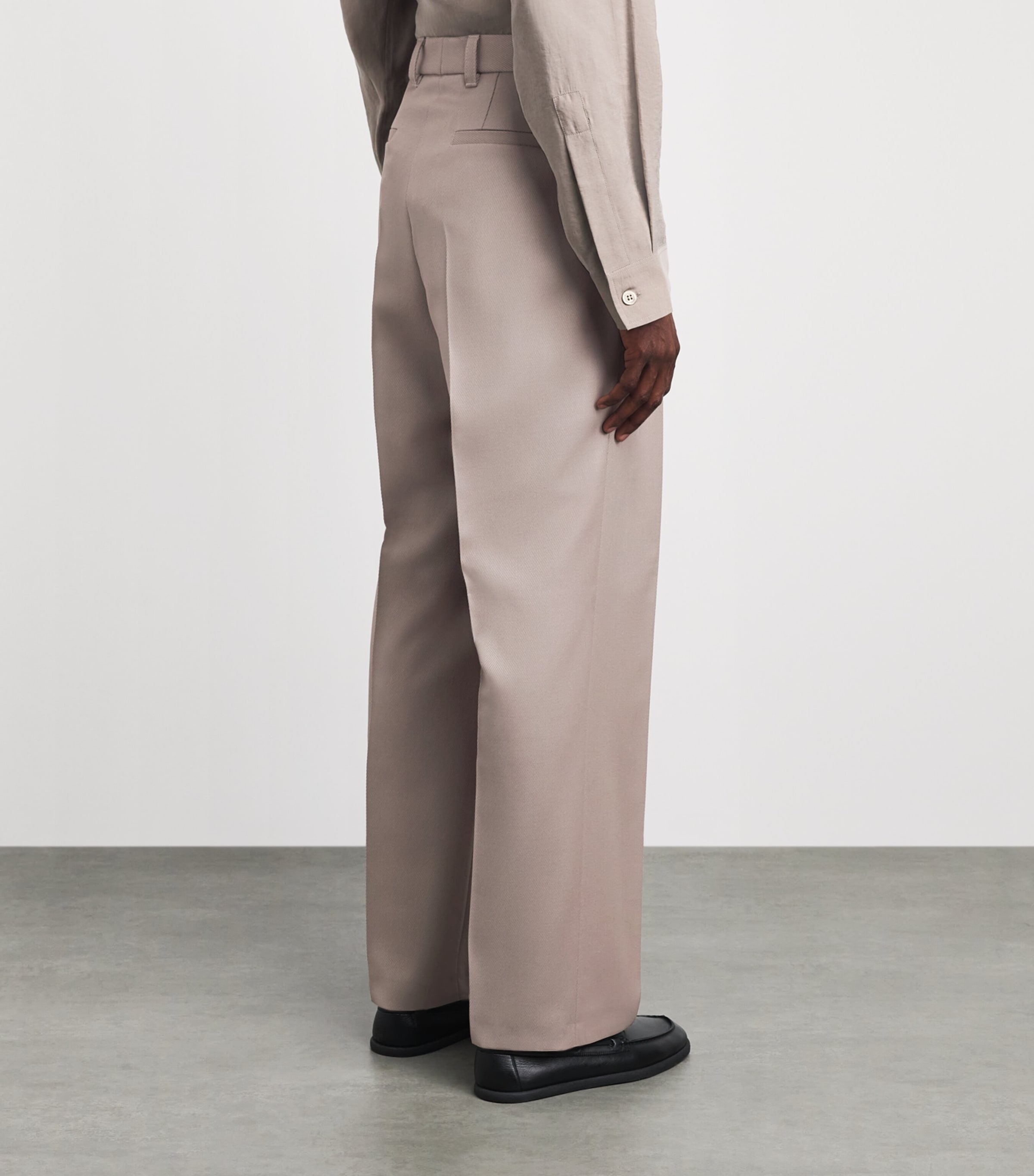 BOSS Mens Wool Tailored Trousers Open Brown Image 5