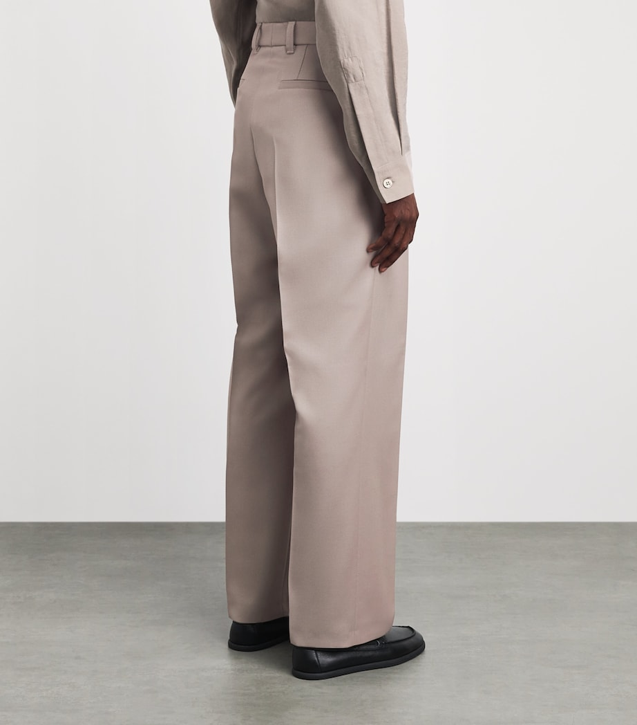 BOSS Mens Wool Tailored Trousers Open Brown Image 5