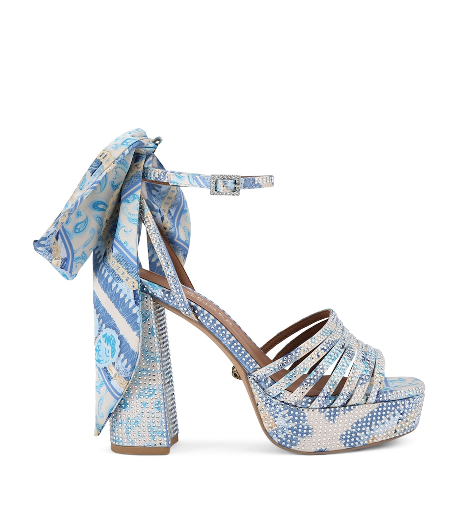 Kurt Geiger London Satin Embellished Pierra Platform Sandals Blue/pal.c Image 1