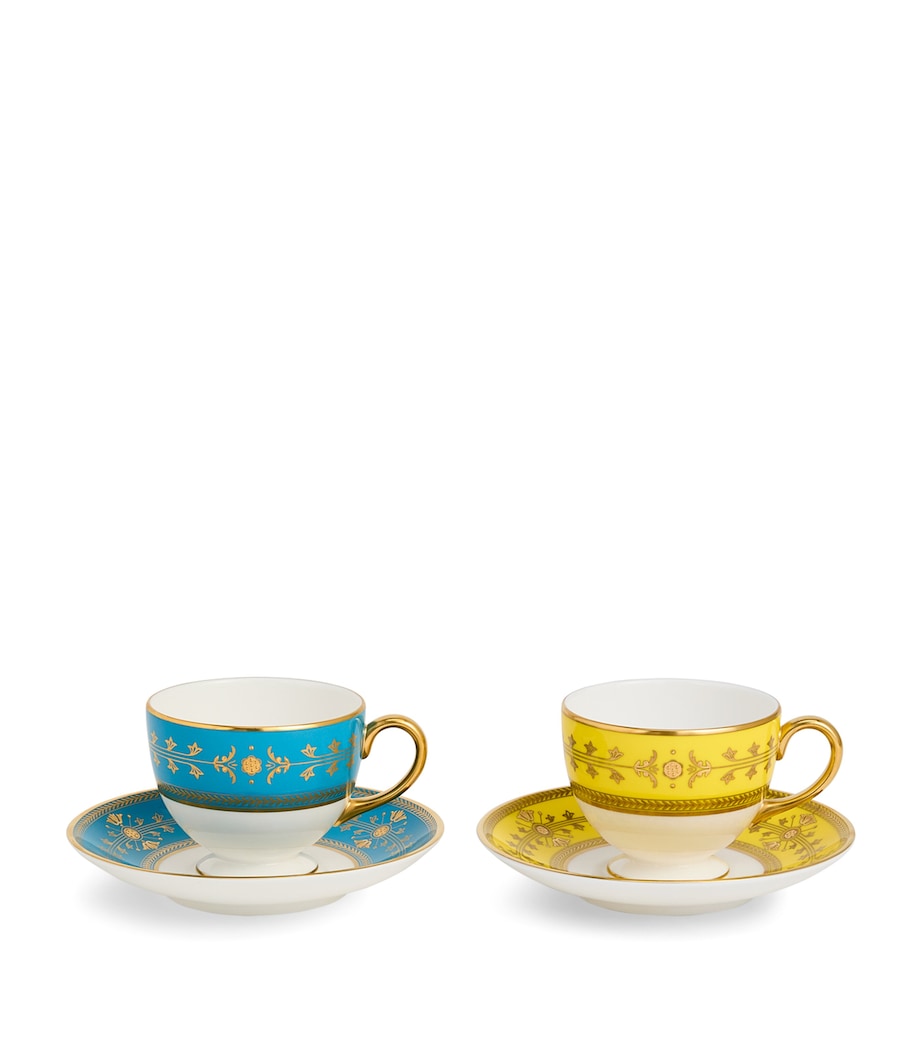Set of 2 Bone China Bacchus Teacups and Saucers MULTI Image 1