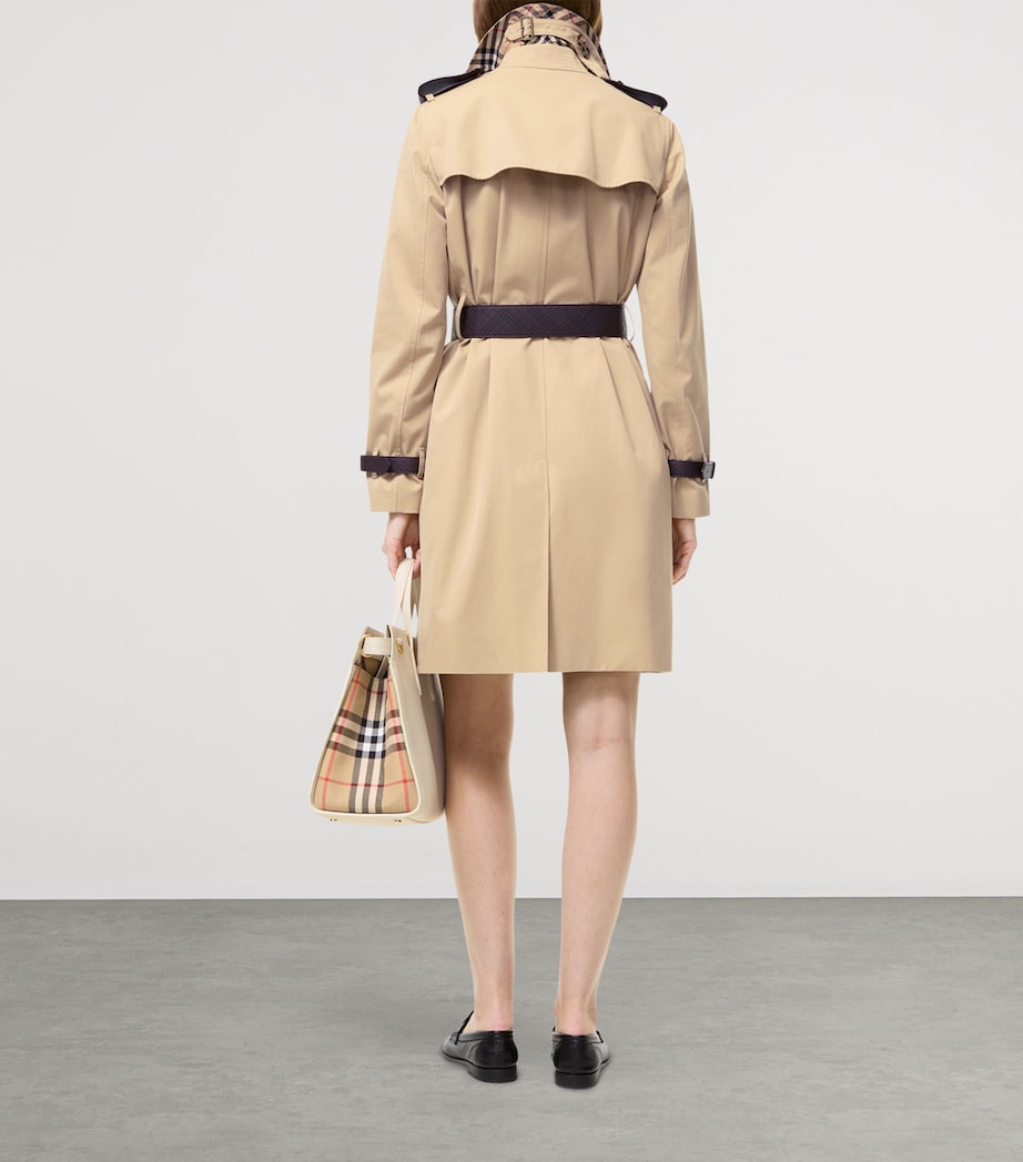 Burberry Womens Gabardine Kensington Mid-Length Trench Coat Honey Image 4