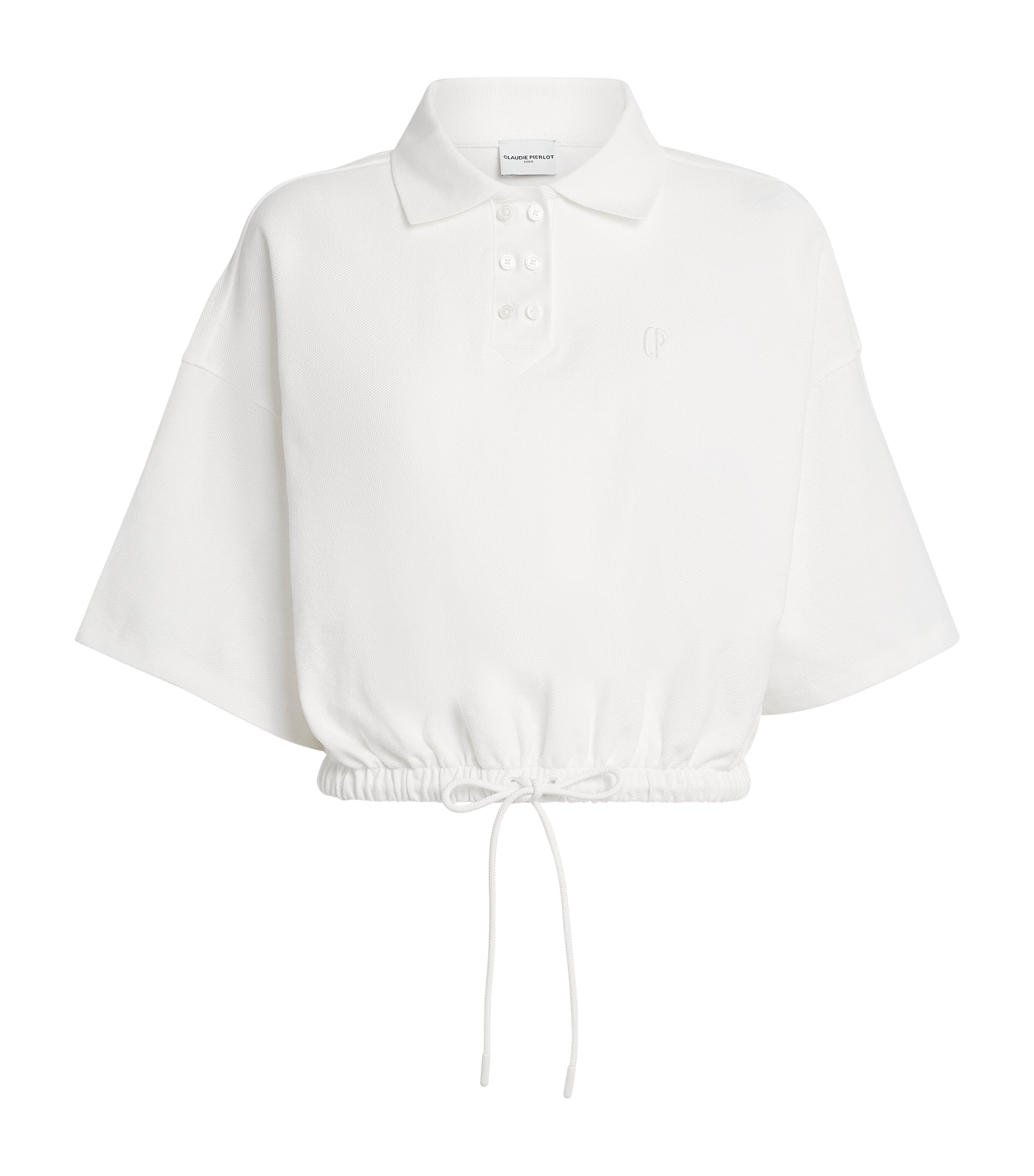 Claudie Pierlot Womens Piqué Cotton Polo Shirt Ecru Image 1