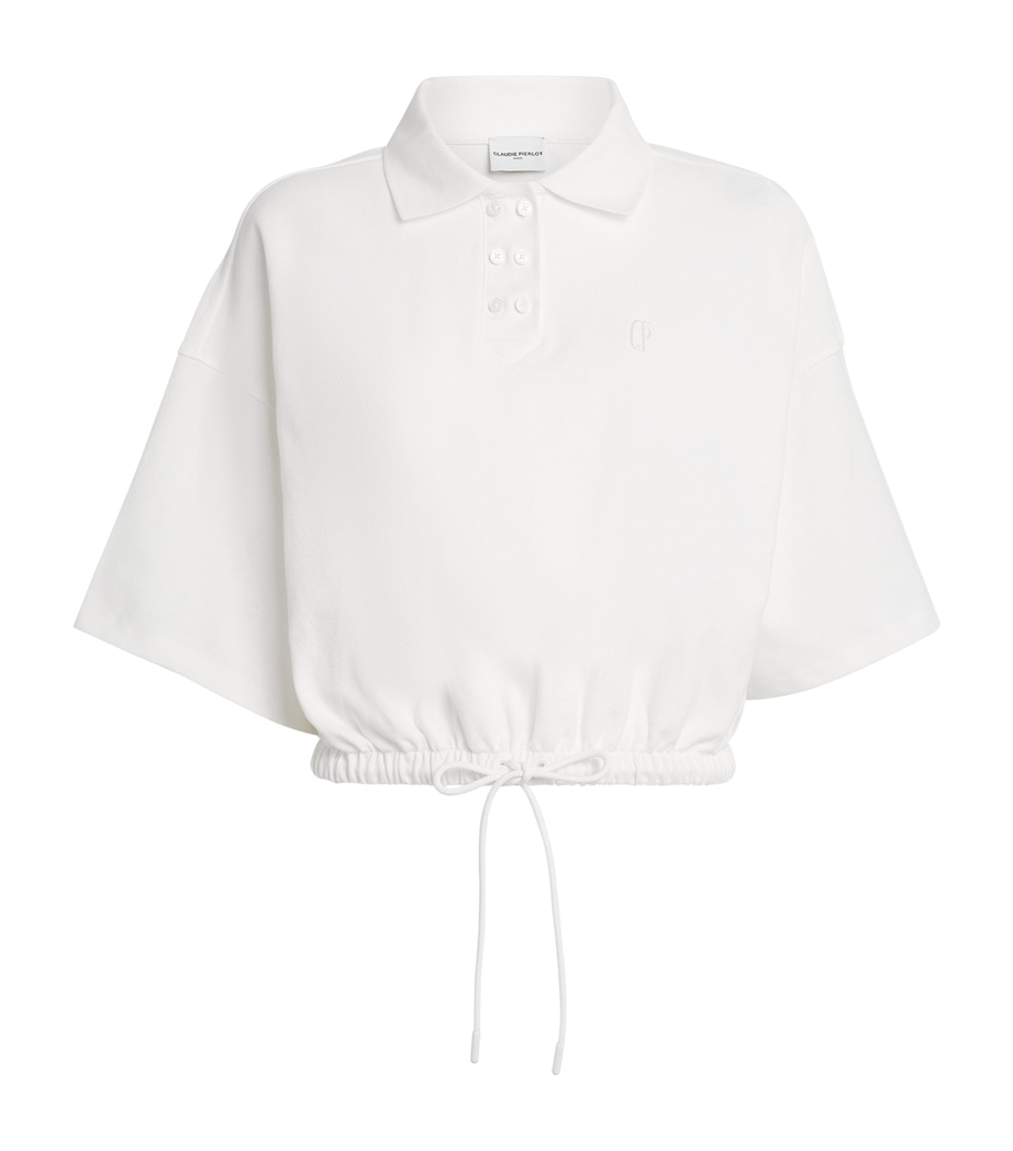 Claudie Pierlot Womens Piqué Cotton Polo Shirt Ecru Image 1