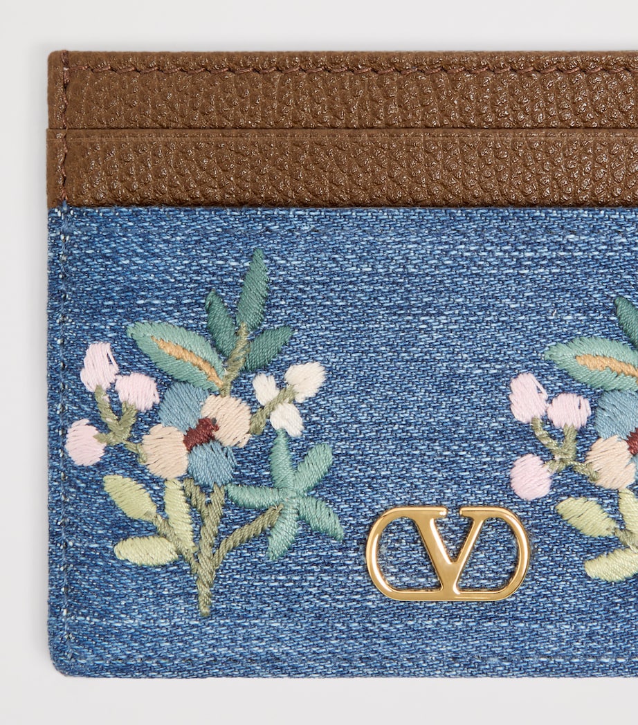 Valentino Garavani Denim-Leather VLogo Signature Card Holder Axm Image 5