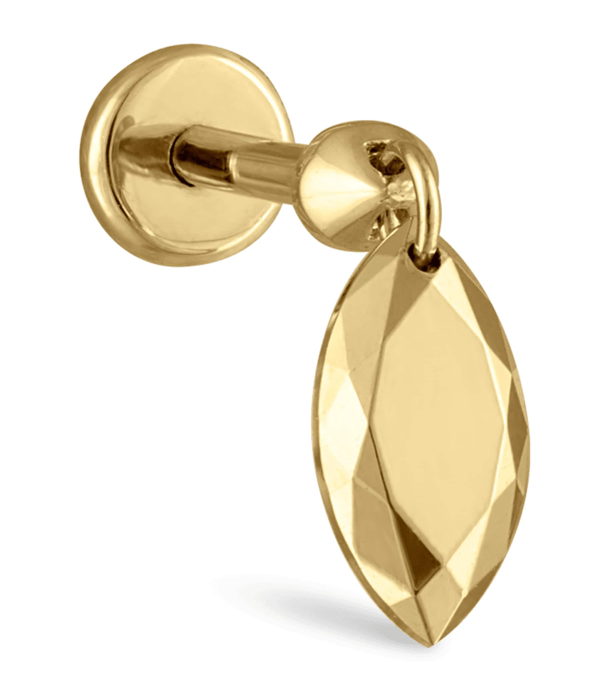 Maria Tash Faceted Marquise Threaded Charm Single Earring In Gold