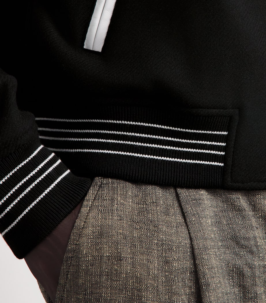AMIRI Mens Wool Bones Varsity Jacket Black/white Image 3