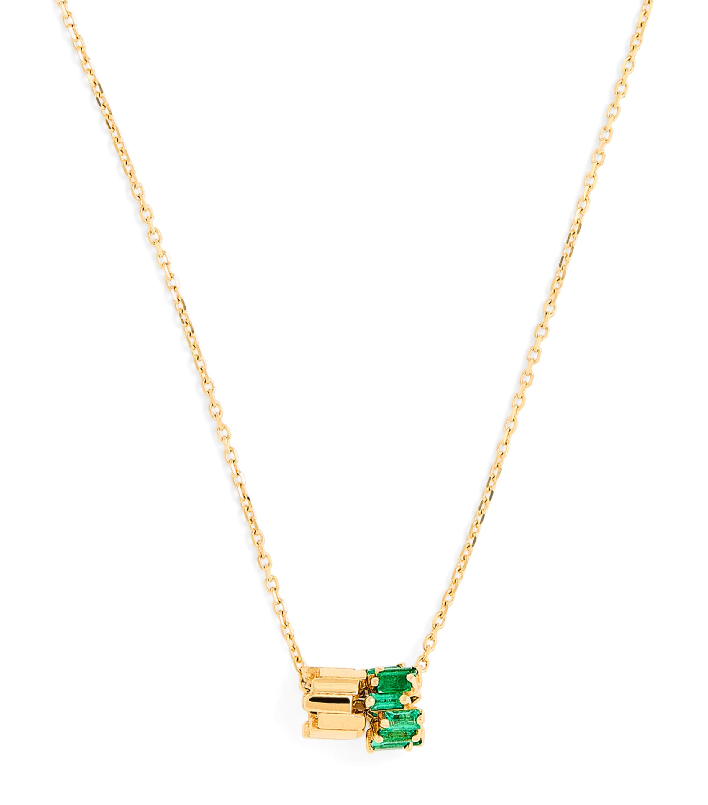 Suzanne Kalan Yellow Gold And Emerald Infinite Roundel Pendant Necklace