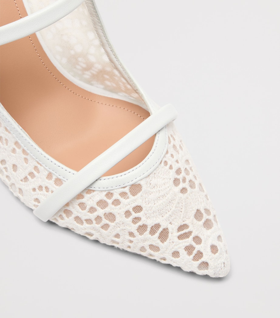 Malone Souliers Broderie and Mesh Maureen Heeled Mules 85 White Image 5