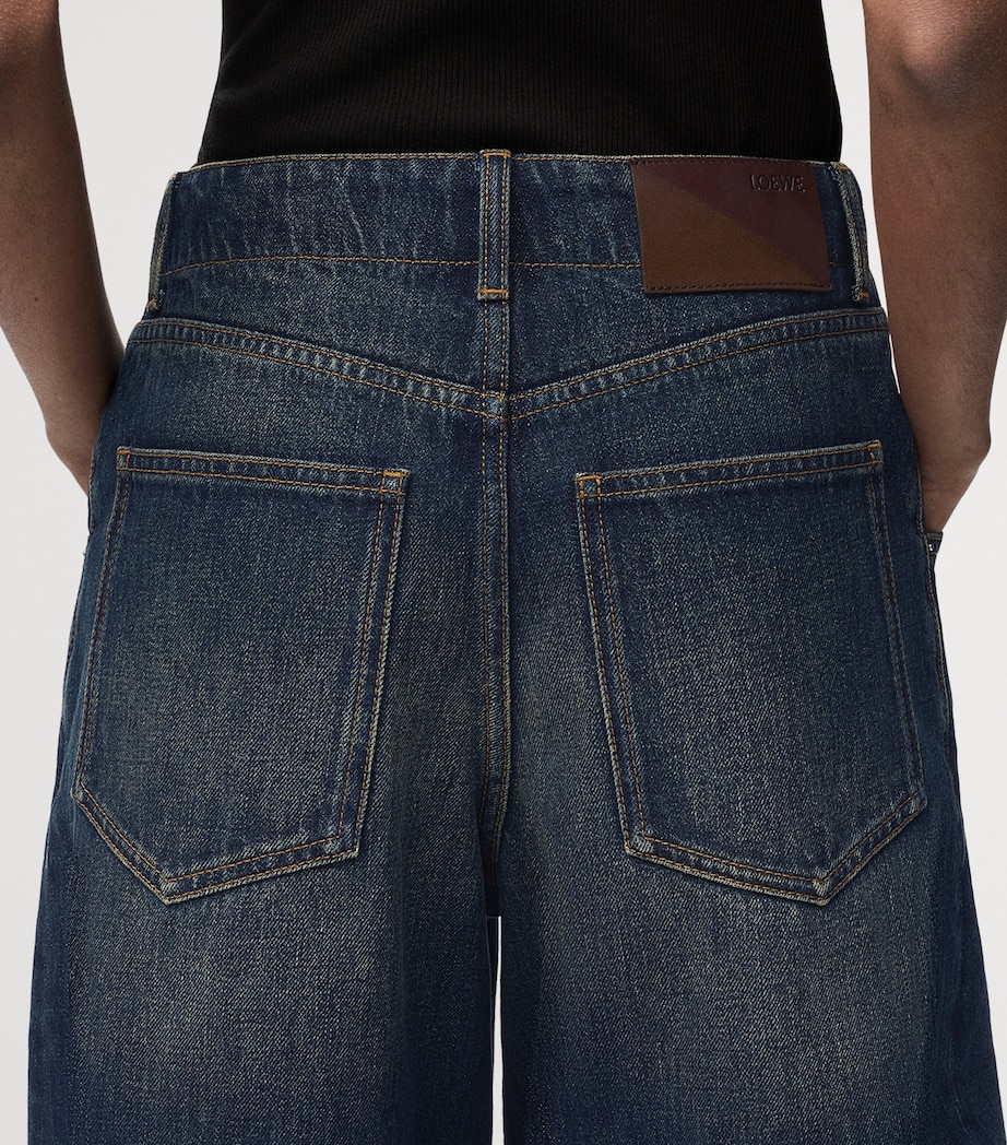 LOEWE Womens Mid-Rise Barrel-Leg Jeans Dark Blue Image 5