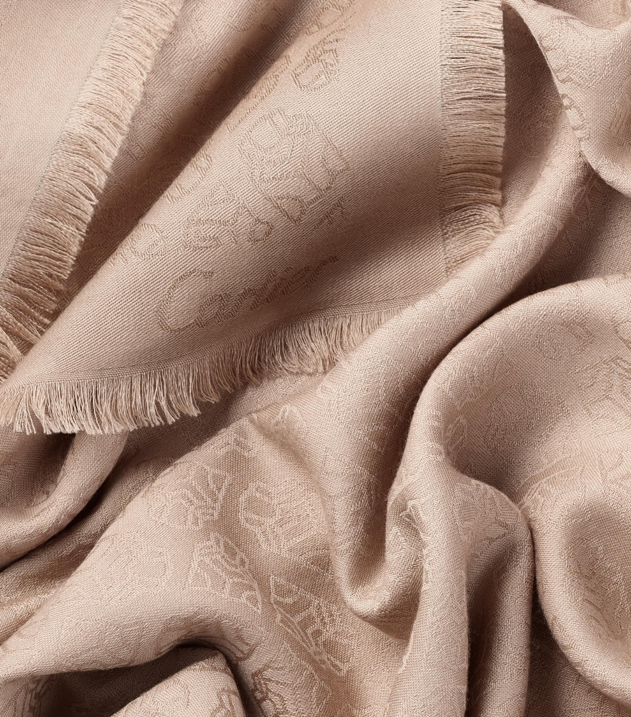Cashmere-Wool-Silk Panther Shawl Scarf BEIGE Image 5