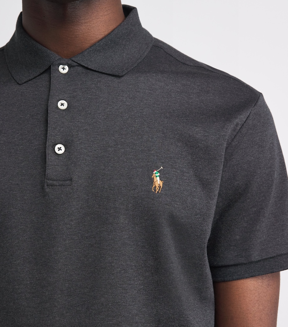 Pima Cotton Slim Fit Polo Shirt BLACK Image 6