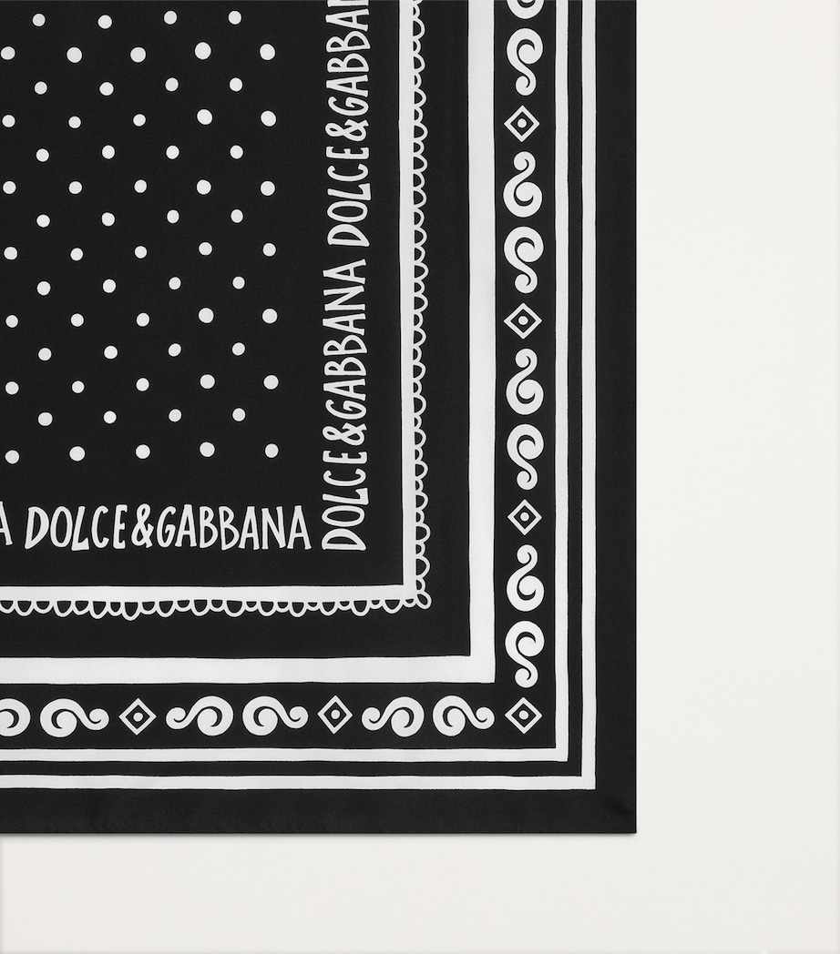 Silk Logo Print Scarf HN9QA-NERO Image 2