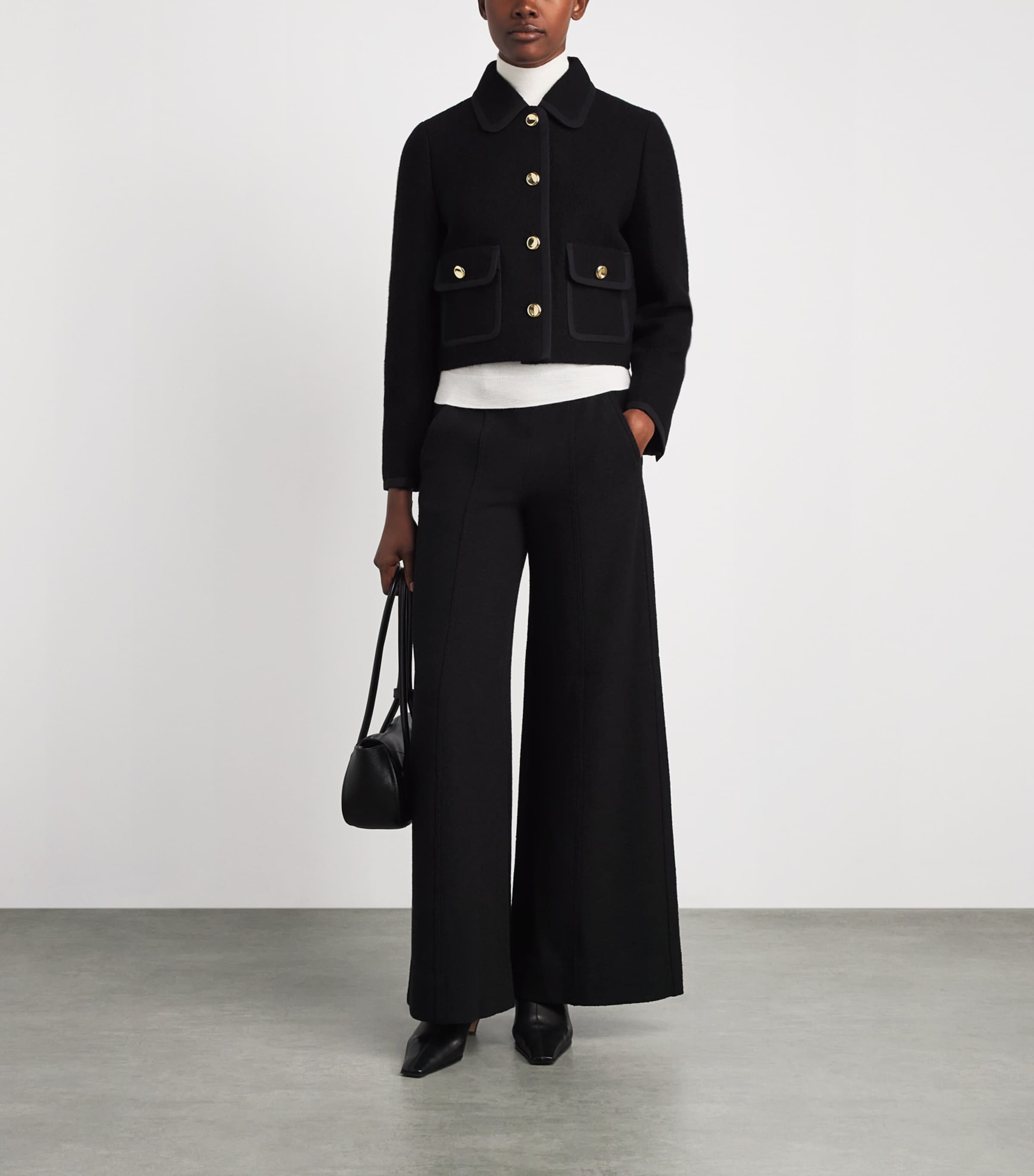ME+EM Womens Wool Cropped Jacket Black Image 2