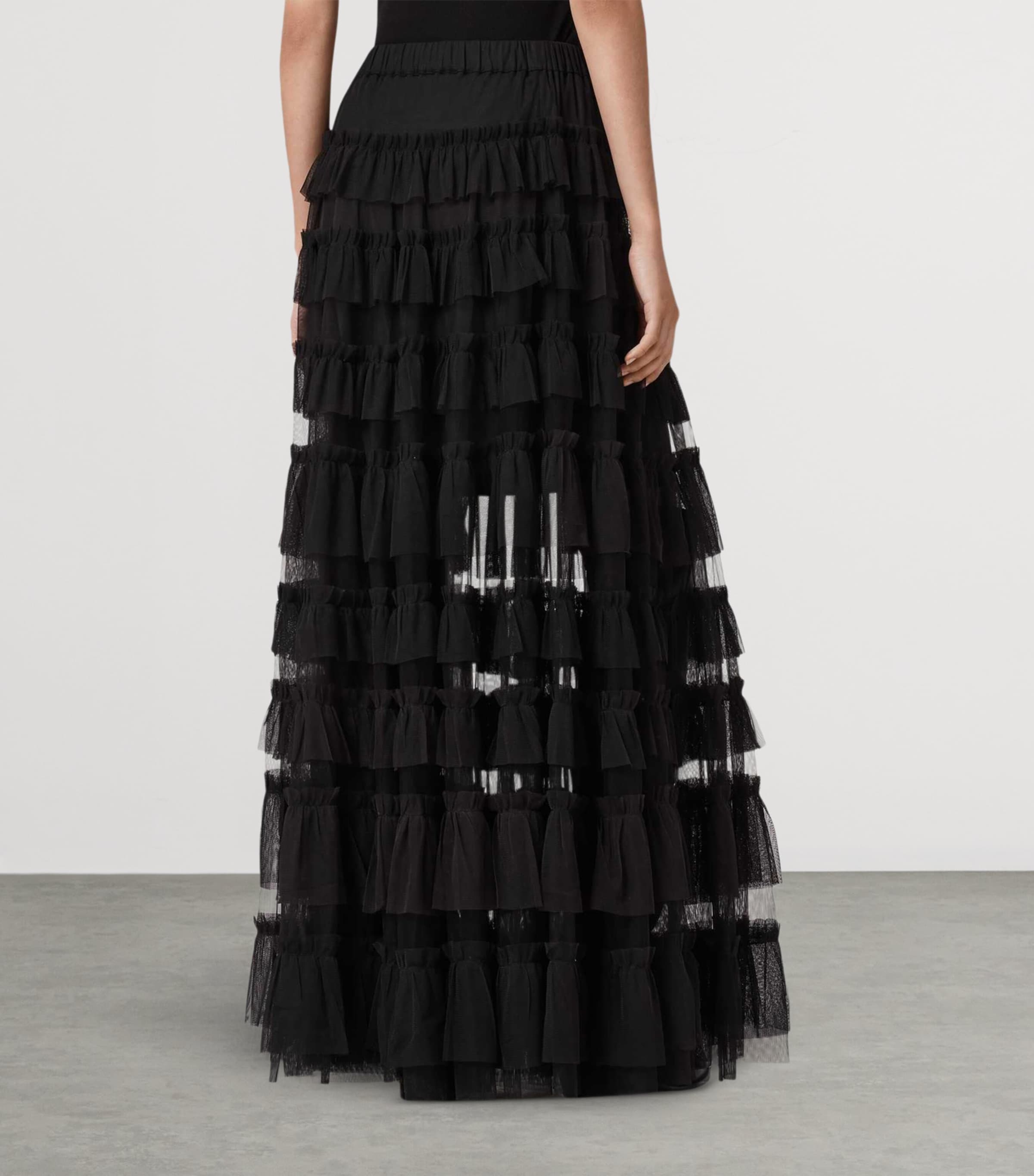 Aude Ruffle Maxi Skirt BLACK Image 6