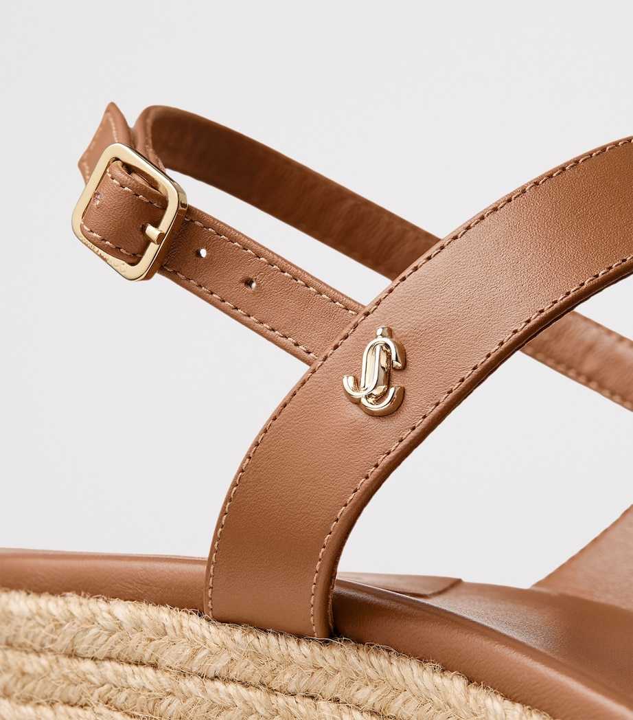 Jimmy Choo Theia 60 Leather Wedge Sandals Tan Image 3