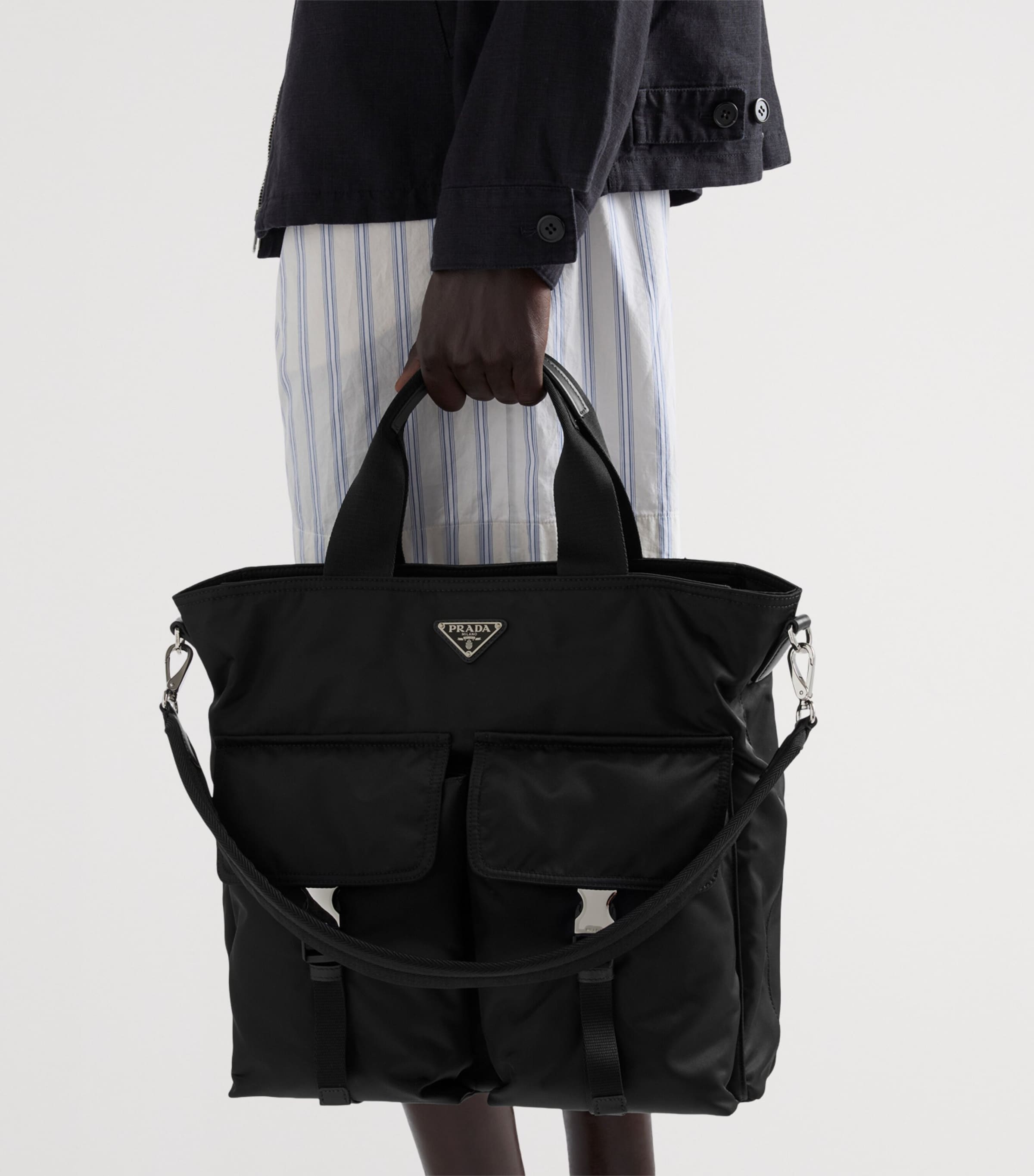 Prada Re-Nylon Explore Tote Bag Black Image 7