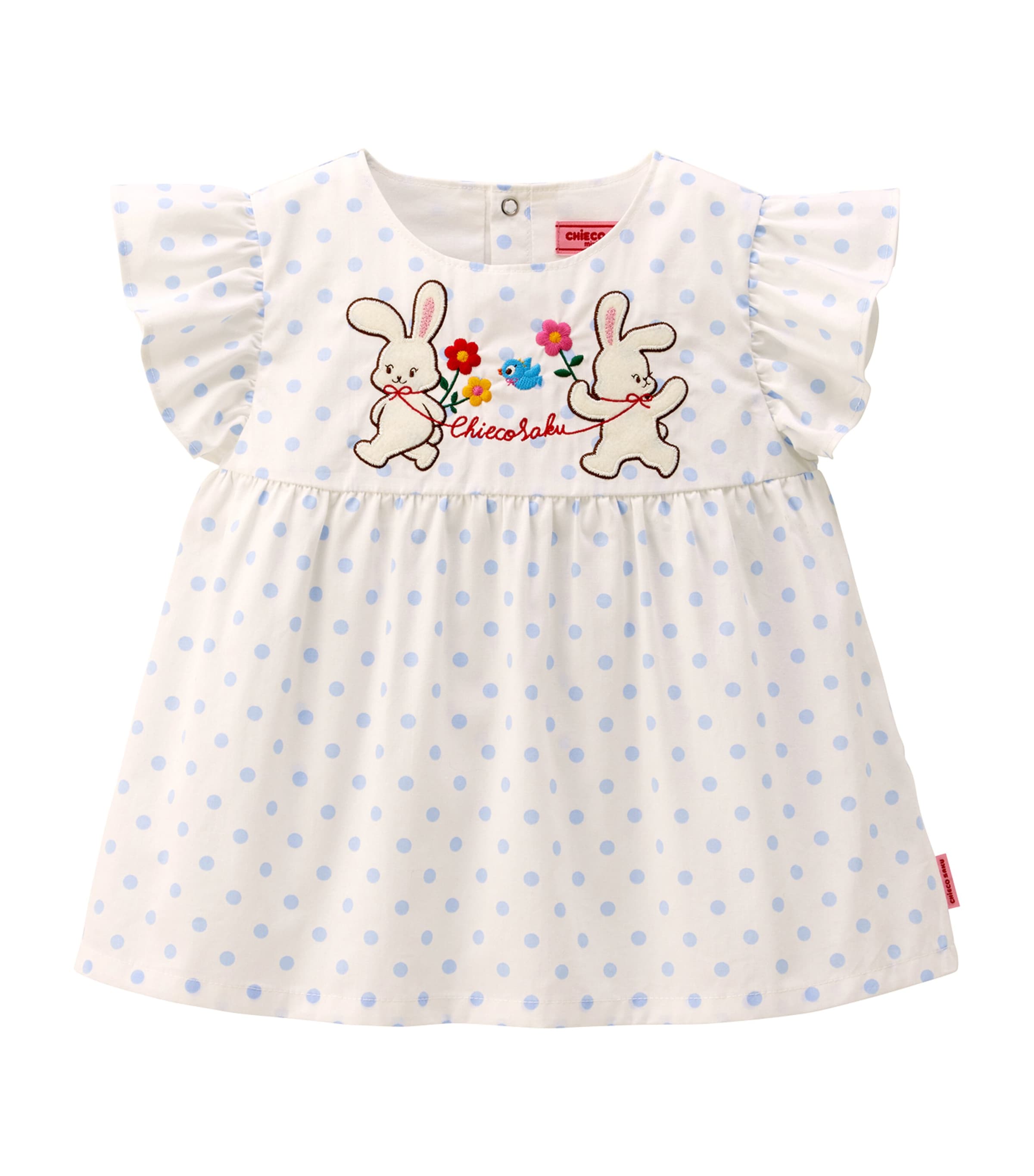 Miki House Cotton Embroidered Blouse In Blue