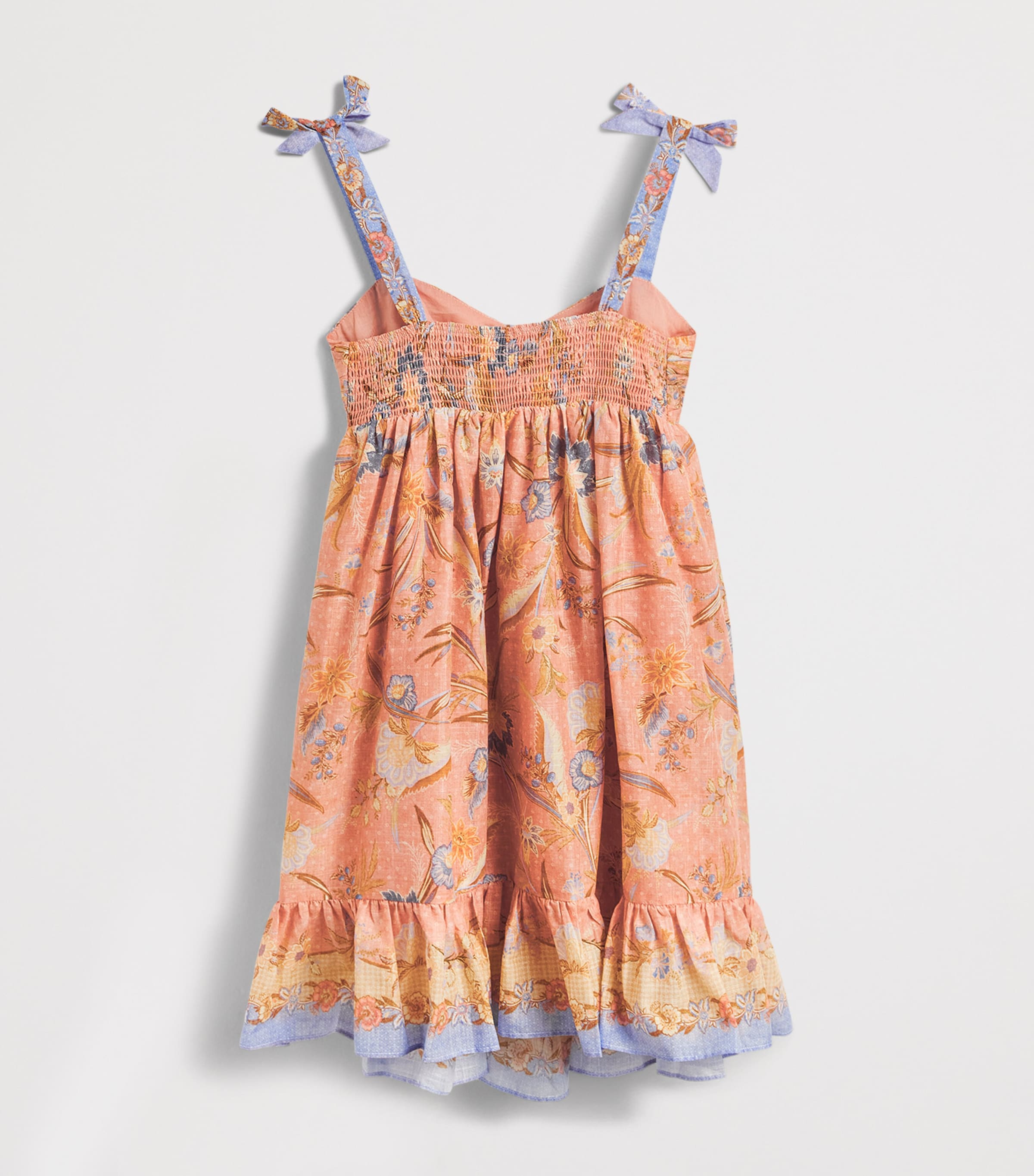 Zimmermann Kids Cotton Tie-Front Indra Dress (2-12 Years) Pink Scarf Floral Image 2