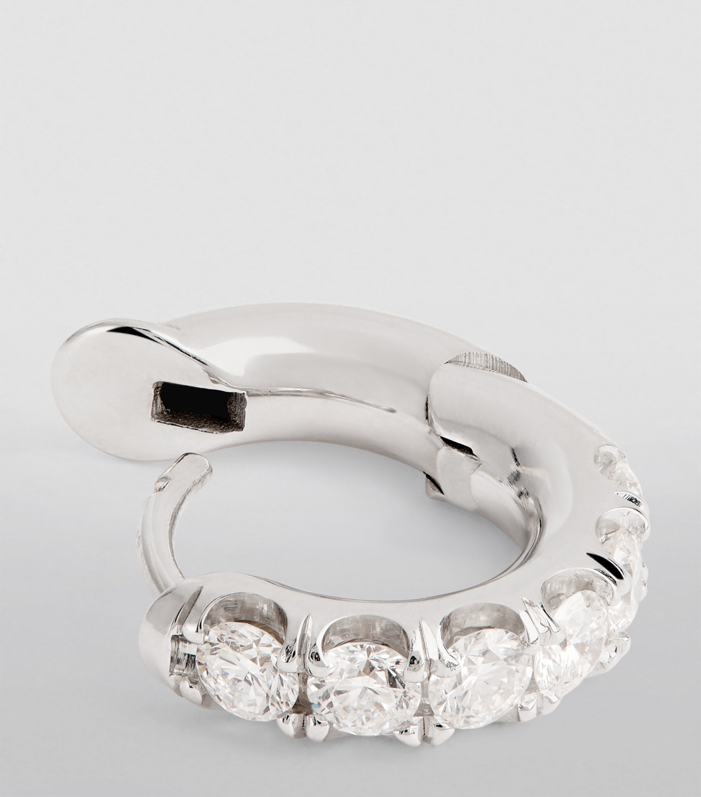Spinelli Kilcollin White Gold and Pavé White Diamond Macro Single Hoop Earring White Gold Image 6