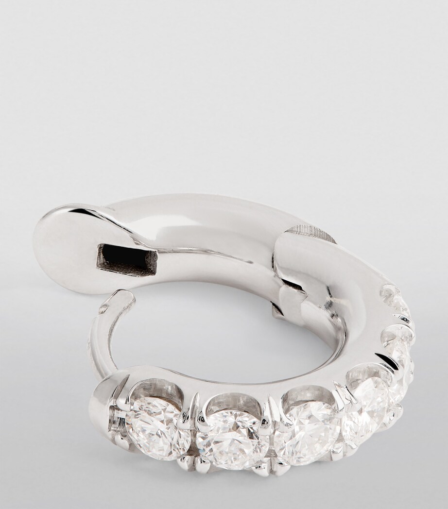 Spinelli Kilcollin White Gold and Pavé White Diamond Macro Single Hoop Earring White Gold Image 6