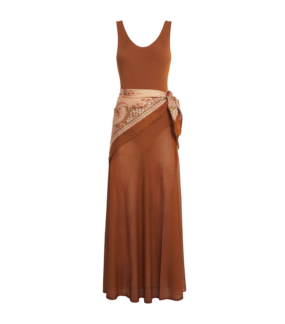 Zimmermann Scarf-Detail Maxi Dress Tan/print Image 1