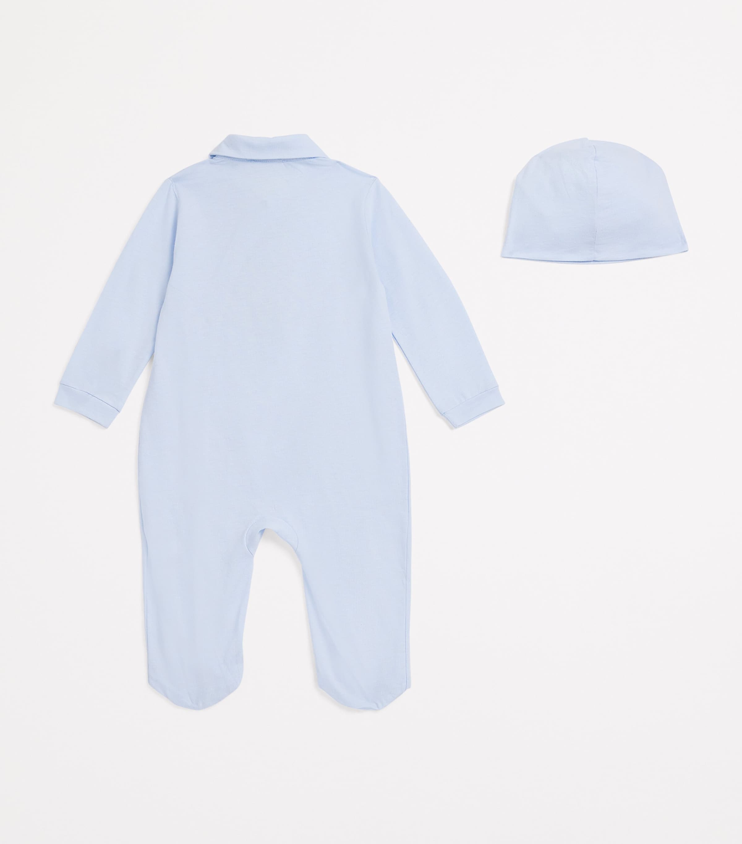 Story Loris Cotton Bear All-In-One and Hat Gift Set (3-9 Months) Yxe Light Blue Image 2