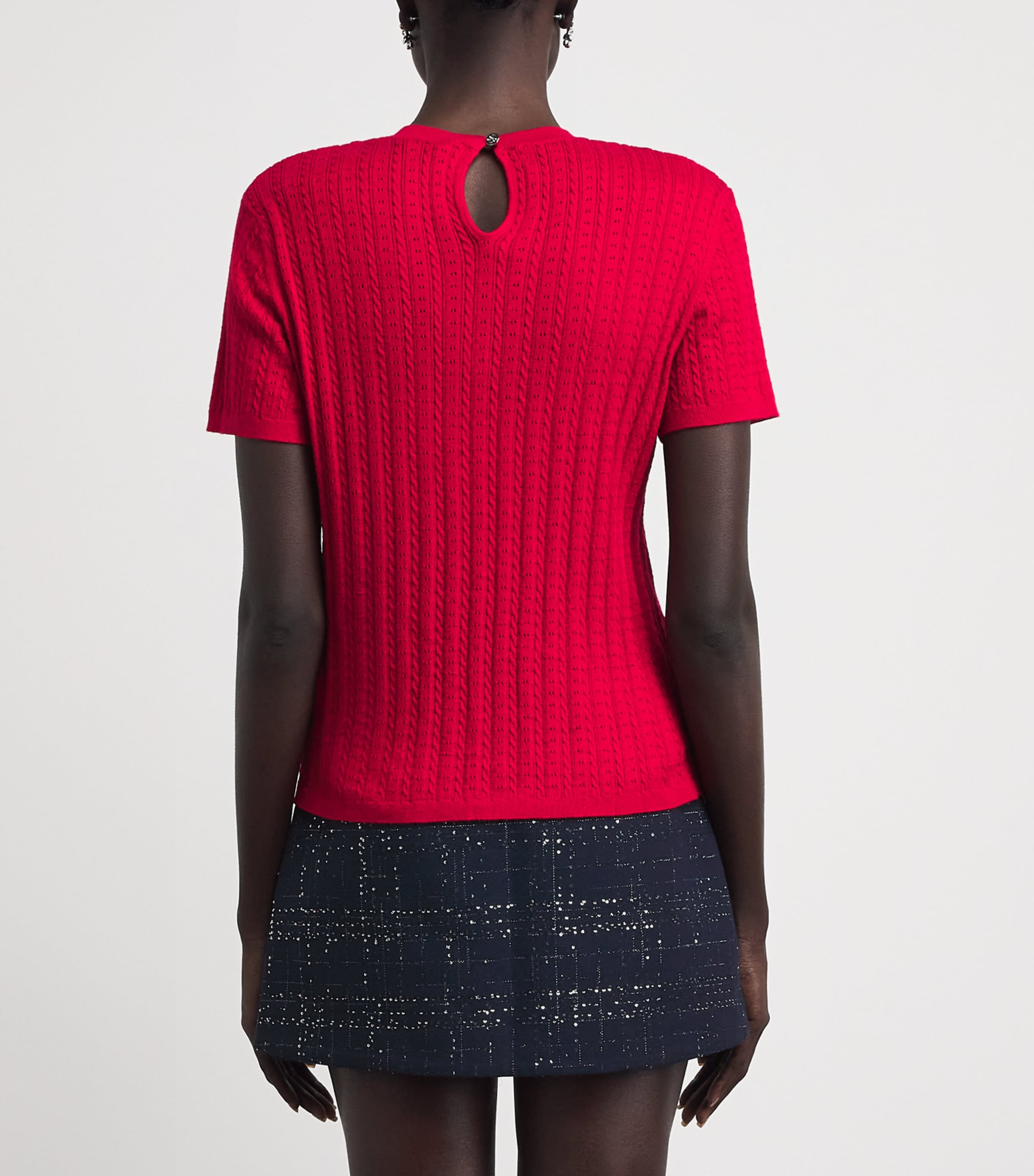 Maje Womens Cotton-Blend Cable Knit Sweater Red Image 5
