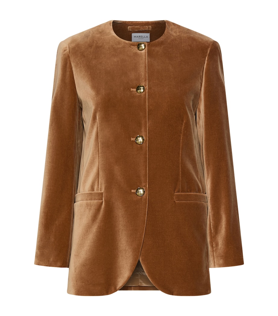 Marella Womens Cotton Velvet Blazer Buck Image 1
