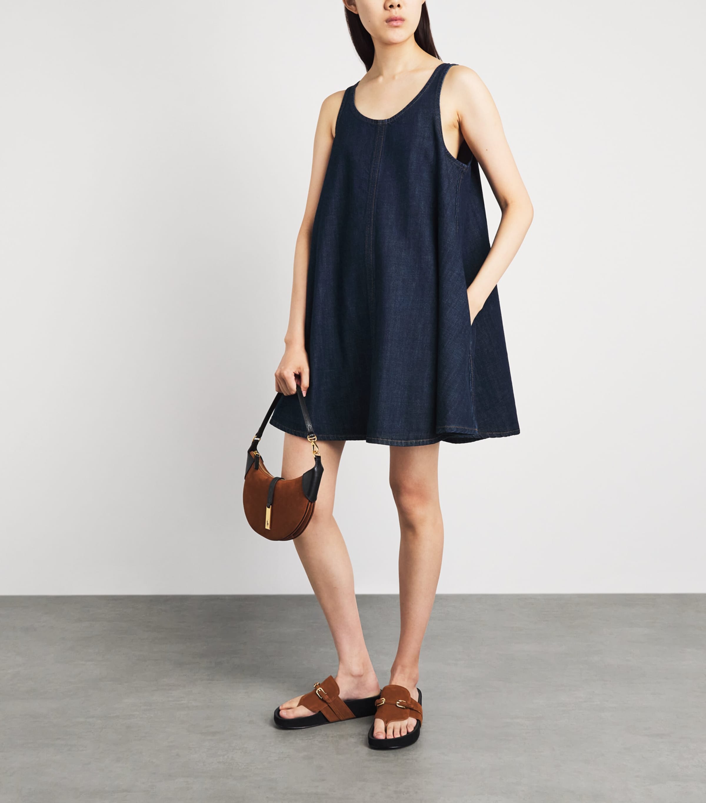FRAME Womens The Skipper Denim Mini Dress Duomo Image 2