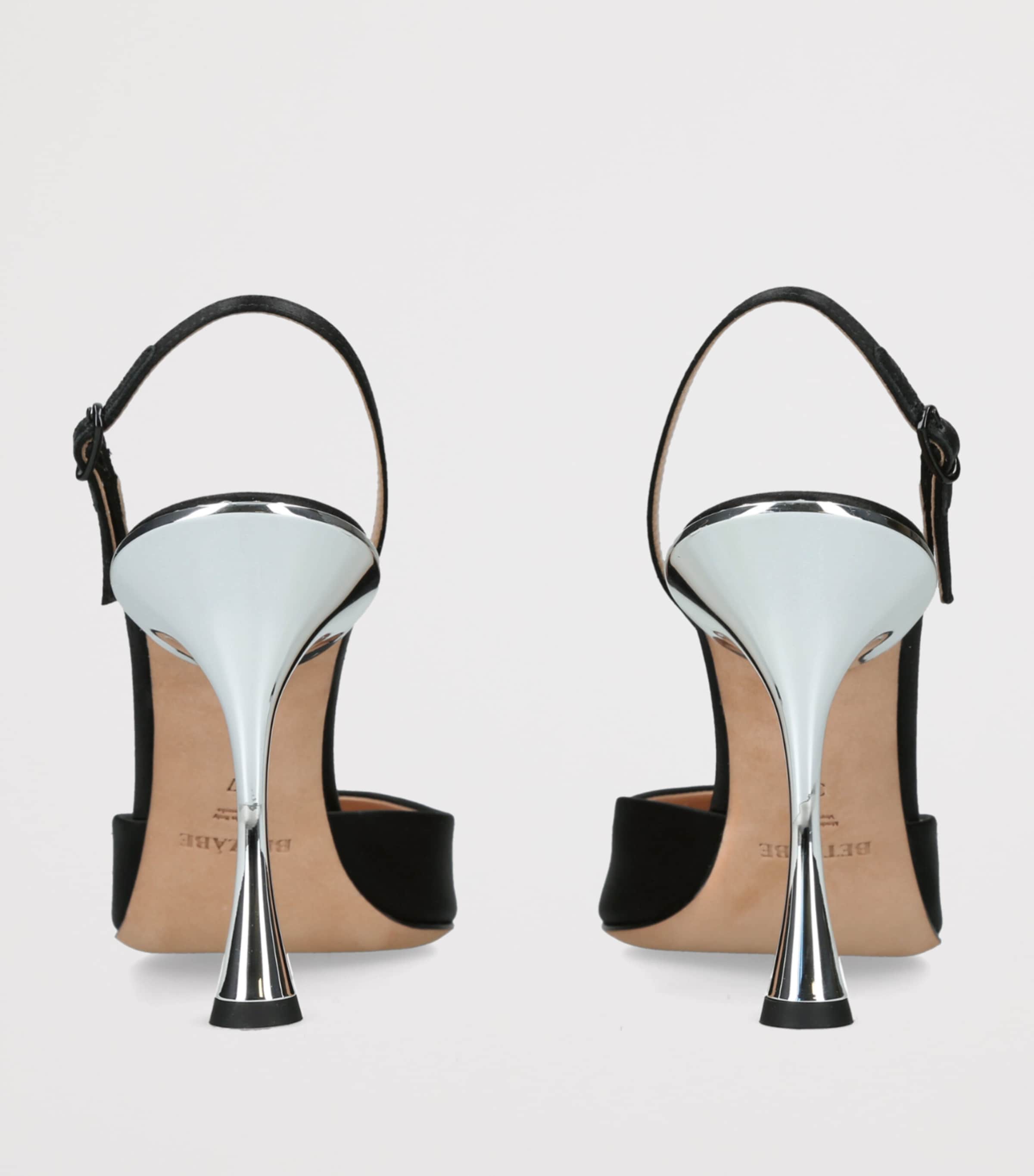 BETZÁBE Satin Embellished Sofia Slingback Pumps 100 Black Image 4