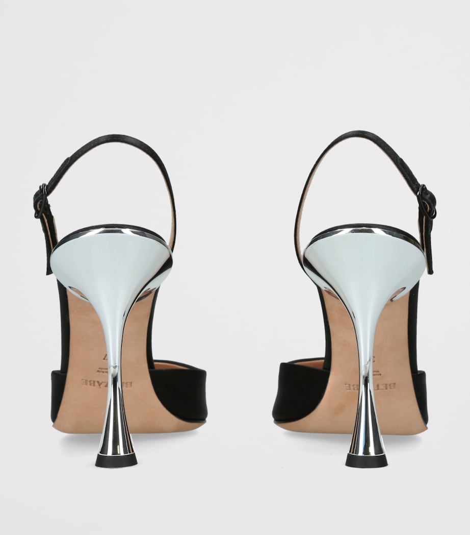 BETZÁBE Satin Embellished Sofia Slingback Pumps 100 Black Image 4