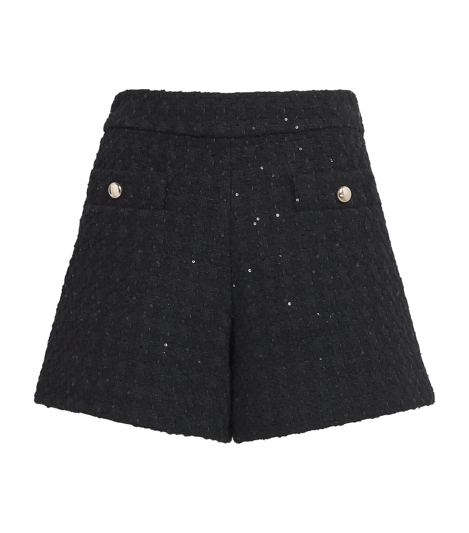 Sequinned-Embellished Tweed Shorts BLACK Image 1
