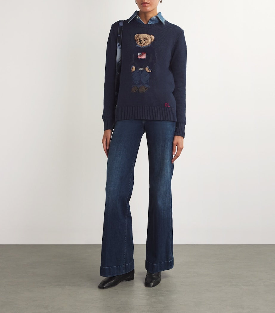 Cotton-Linen Polo Bear Sweater NAVY MULTI Image 2