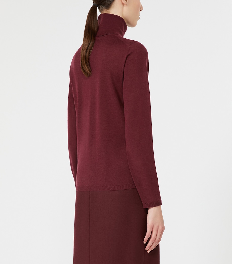 Max Mara Womens Virgin Wool Rollneck Sweater Red Purple Image 4