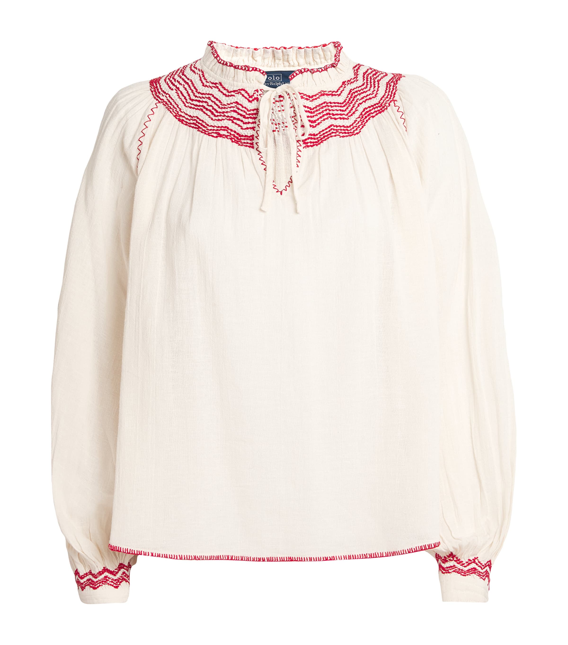 Polo Ralph Lauren Cotton-linen Embroidered Mora Blouse In White